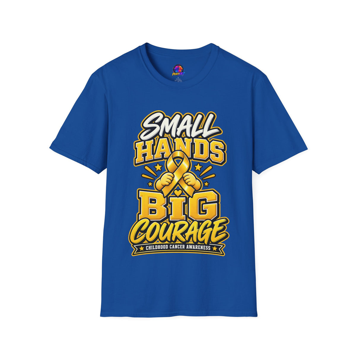 Children's Cancer Awareness T-Shirt — "Small Hands Big Courage" Yellow Ribbon
