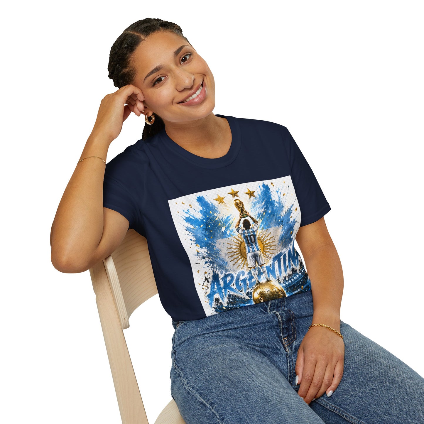 Argentina World Champions T‑Shirt — Soccer World Cup 3 Stars Tribute