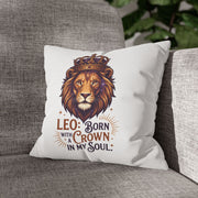 Leo Zodiac Born With Crown Spun Polyester Square Pillowcase