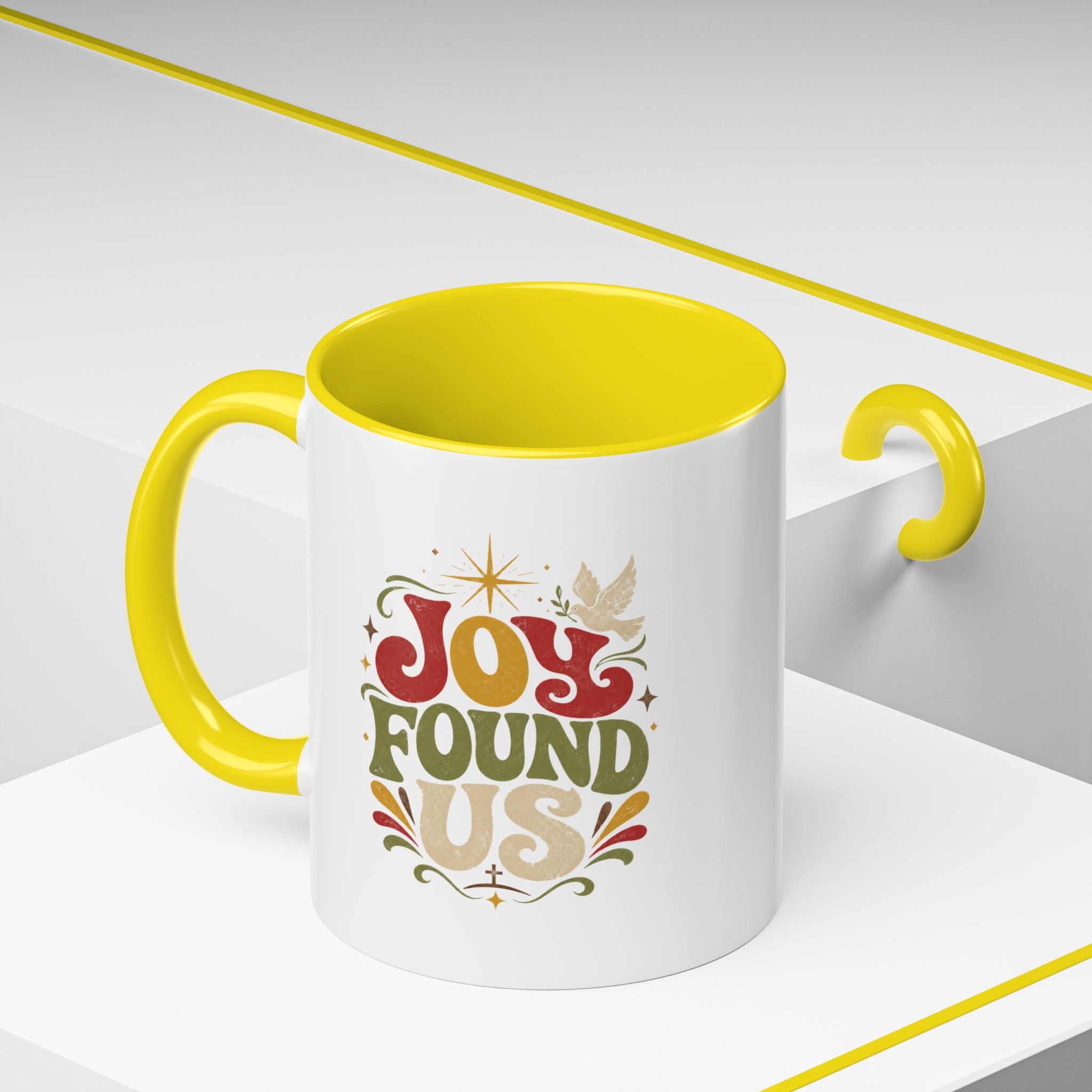 Christmas Joy Found Us Mug — Retro Holiday Coffee Cup