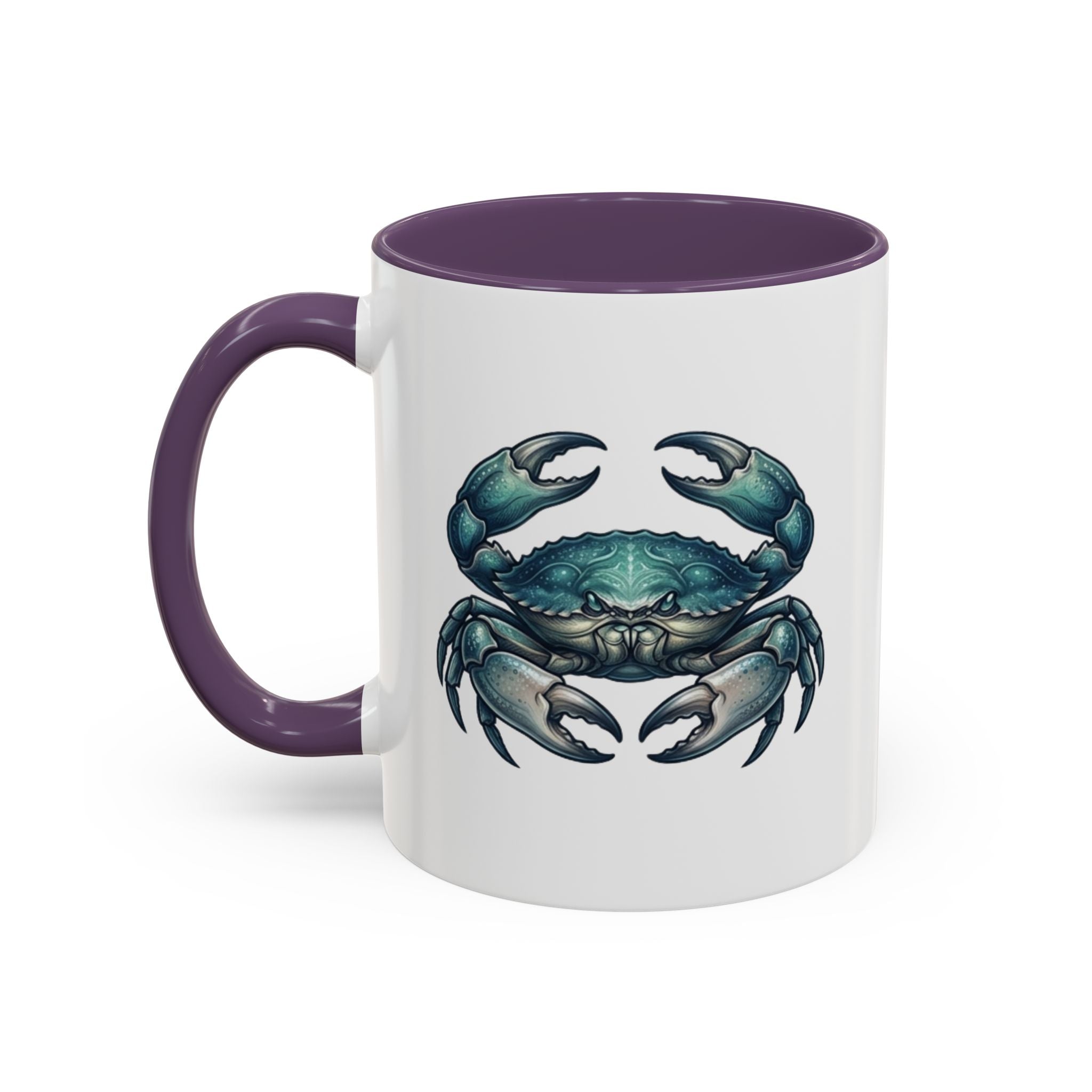 Crab Accent Coffee Mug – Blue Coastal Crab Artwork
