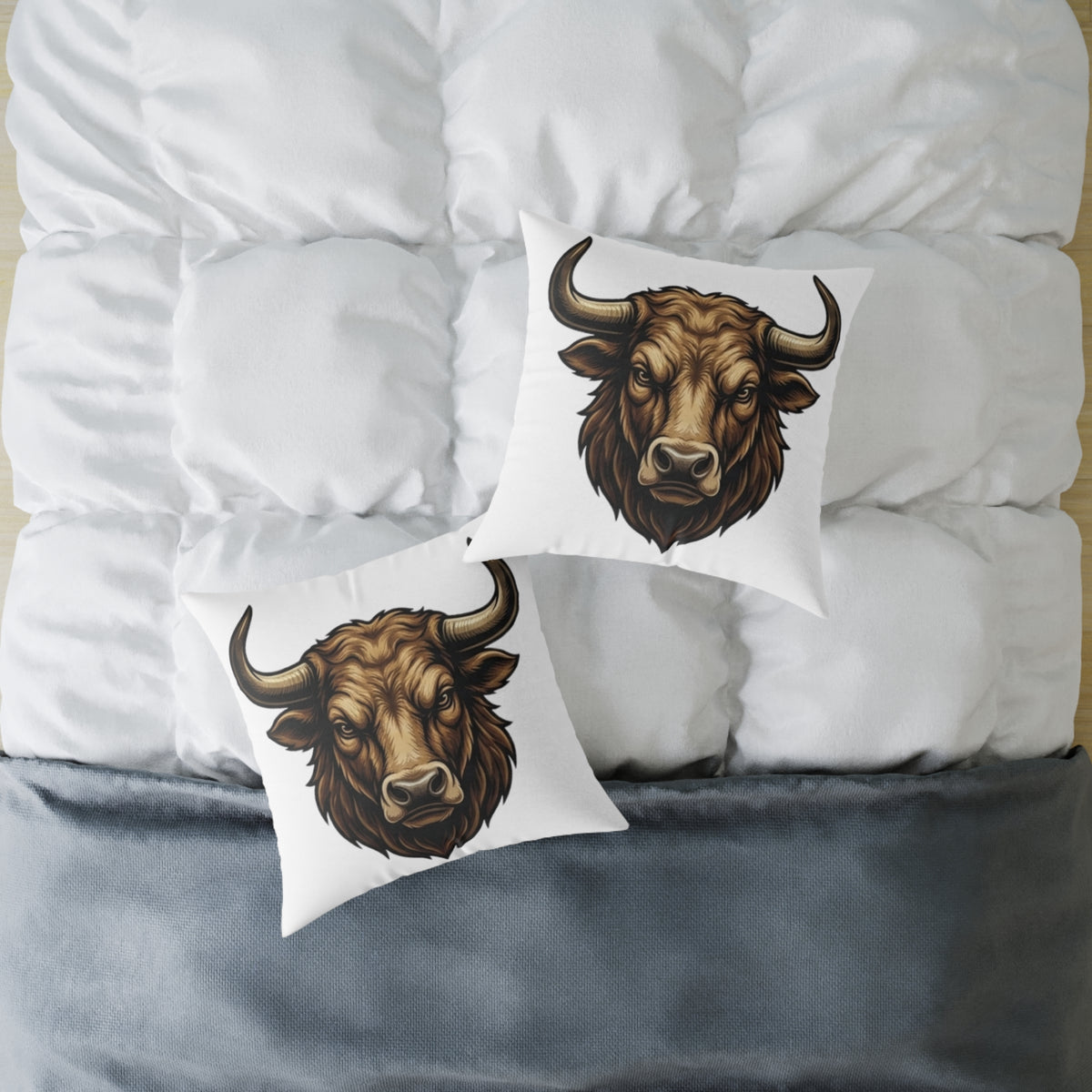 Taurus Bull Head  Square Poly Canvas Pillow
