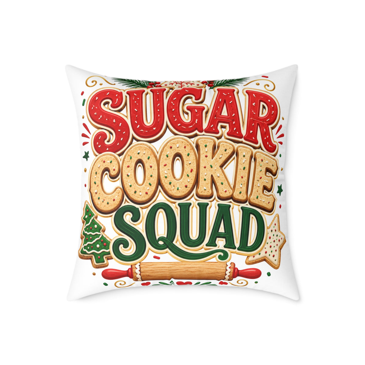 Christmas Sugar Cookie Squad Pillow – Christmas Holiday Decorative Throw Pillow