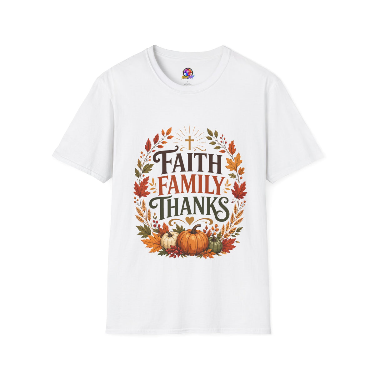 Thanksgiving T-Shirt Faith Family Thanks T-Shirt — Fall Pumpkin Thanksgiving Christian Tee