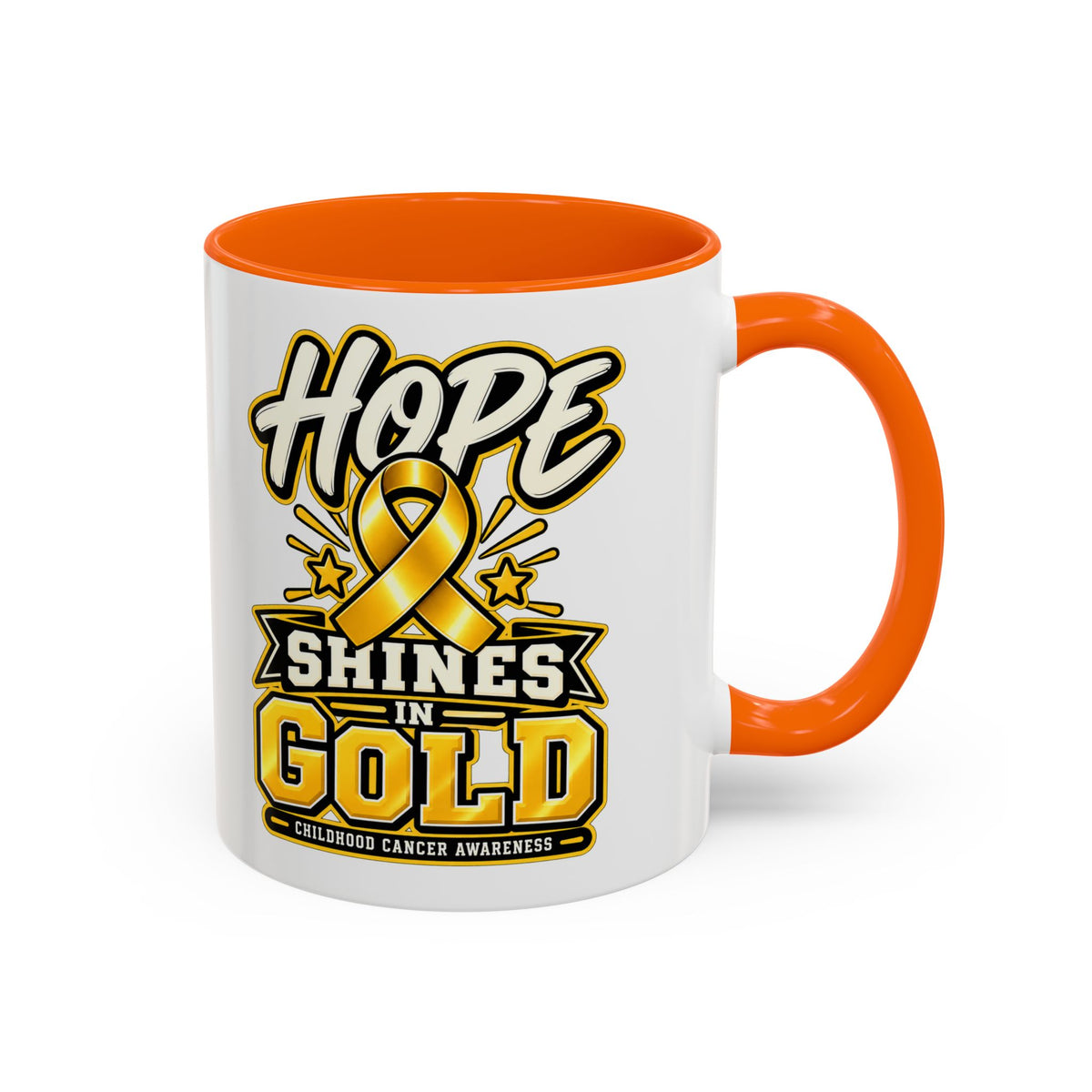 Hope Shines in Gold Coffee Mug — Childhood Cancer Awareness Accent Mug