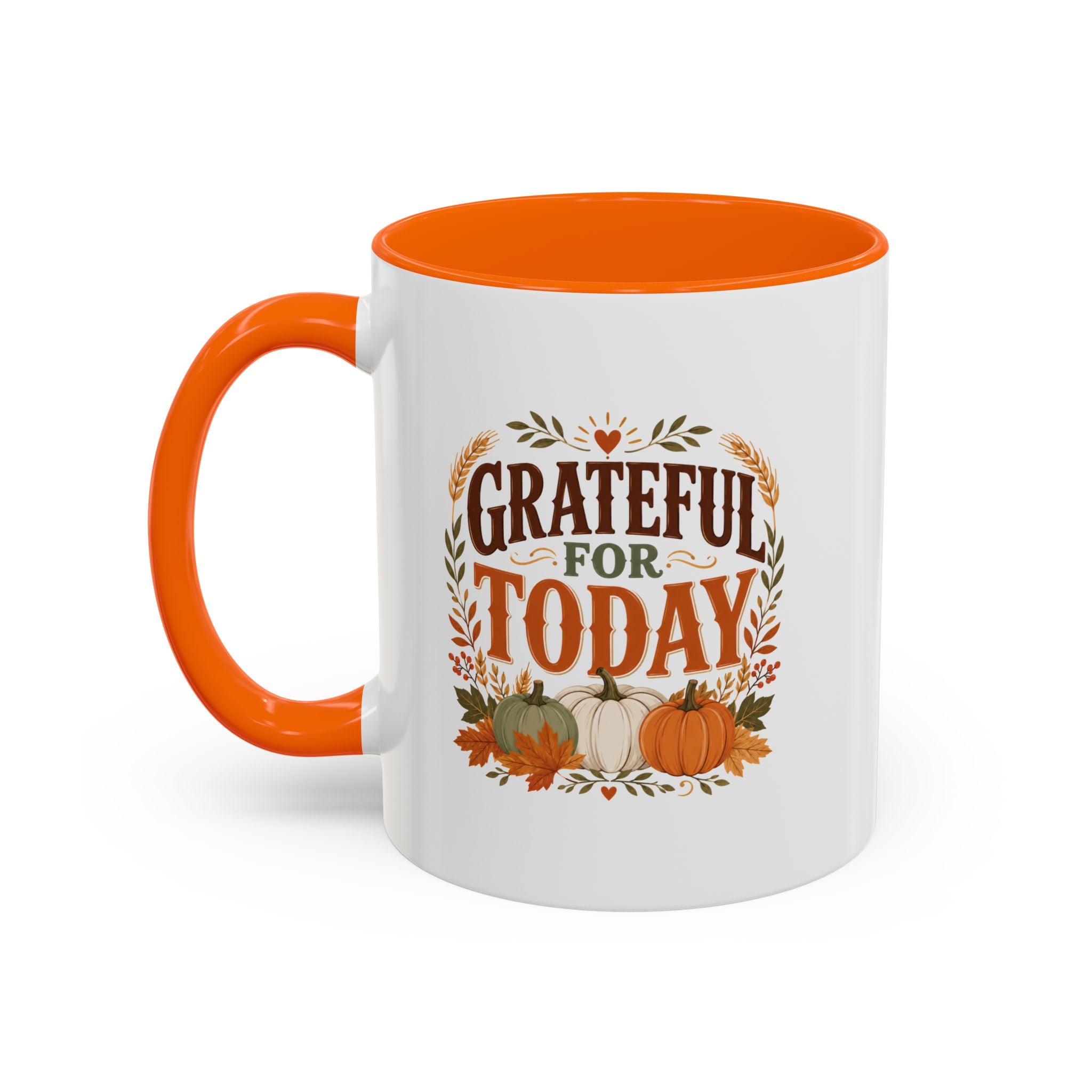 Thanksgiving Mug Grateful For Today Coffee Mug — Thanksgiving Pumpkin Fall Ceramic Accent Mug