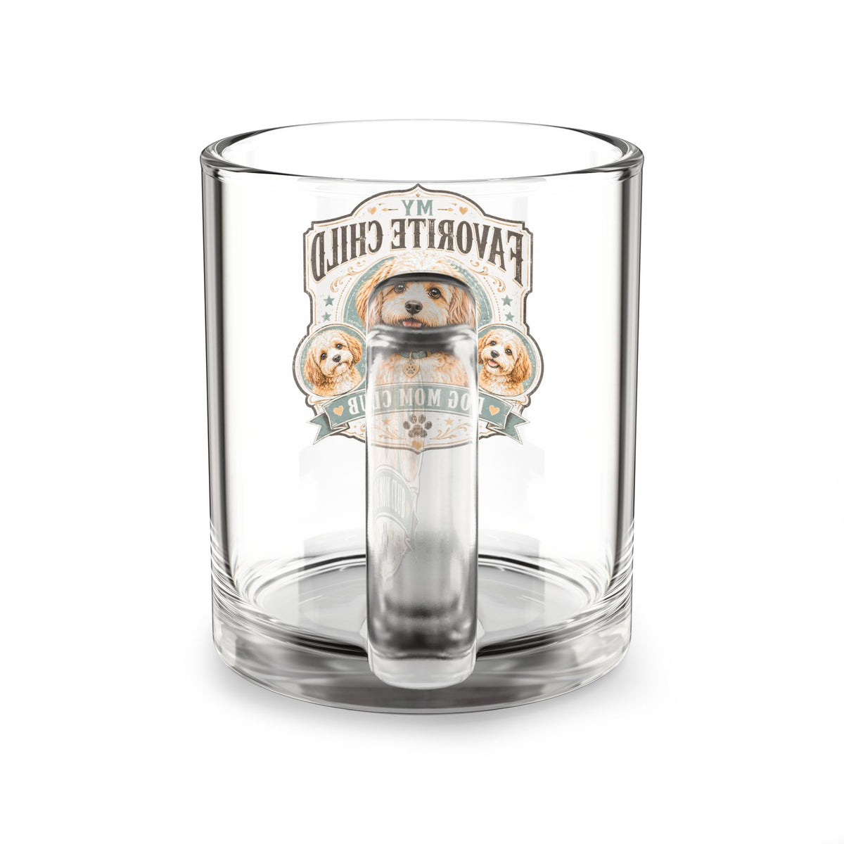 Glass Mug, 10oz Milo Bailey Dog Dad Mom Glass Mug, 10oz