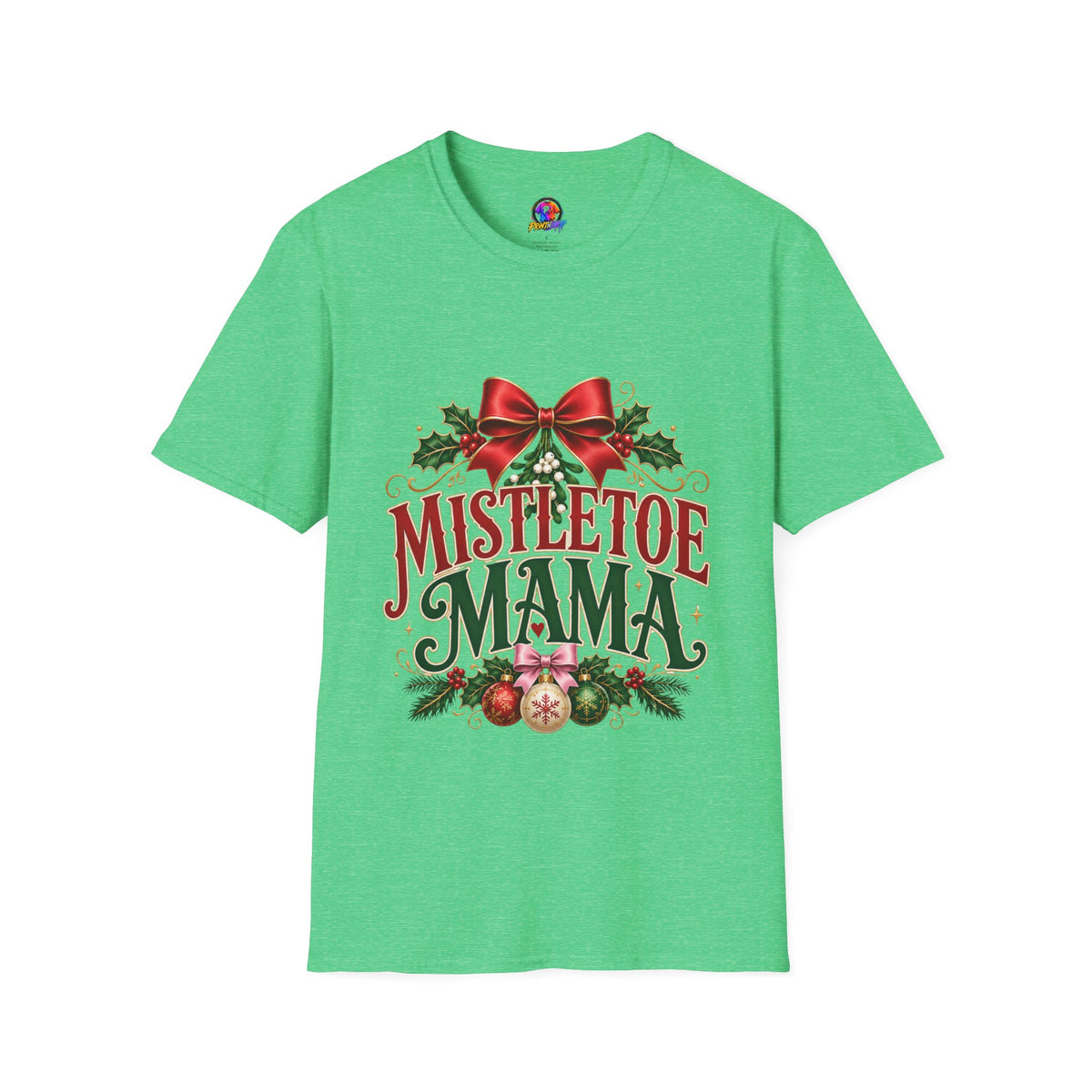 Mistletoe Mama T-Shirt — Festive Christmas Holiday Tee with Bow & Holly