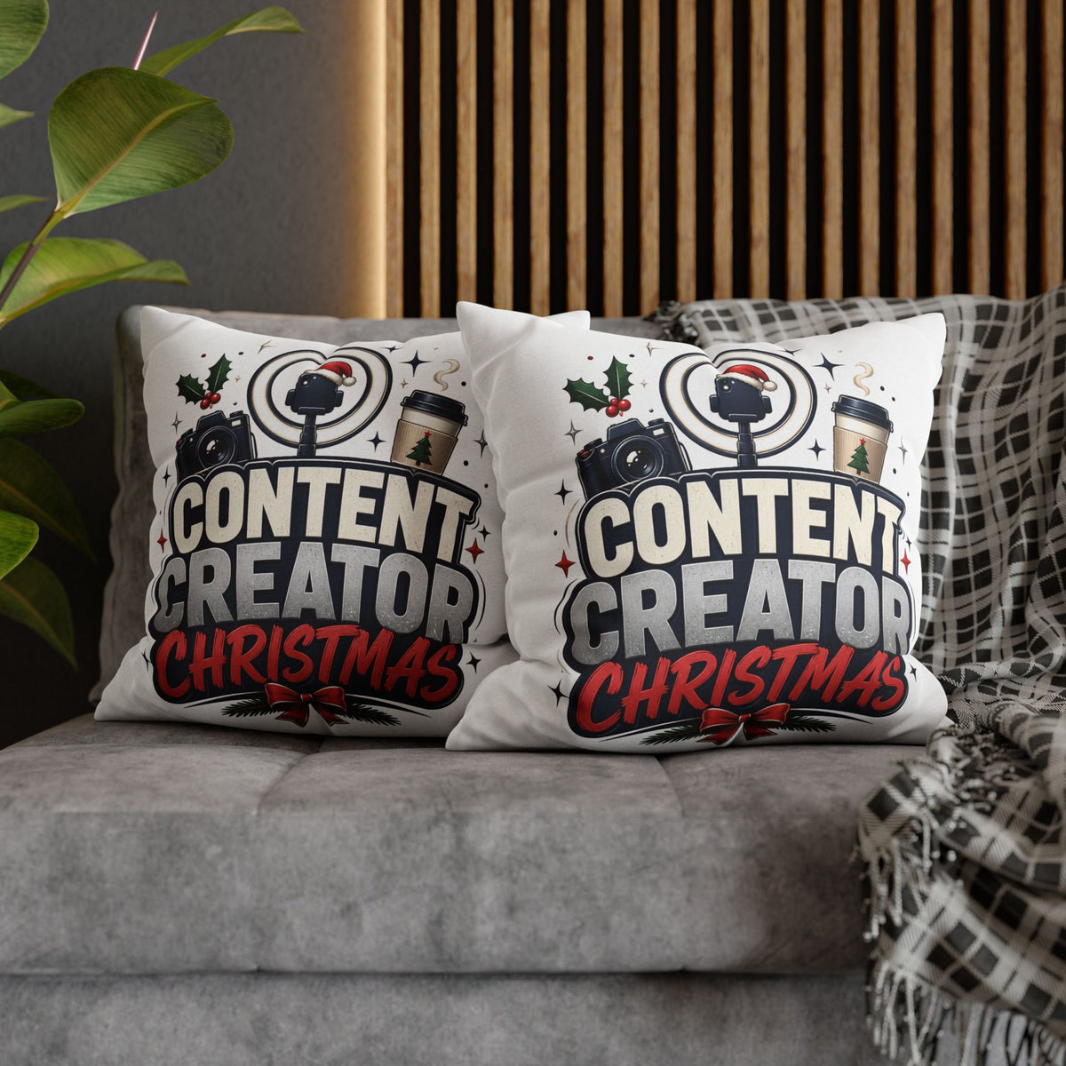 Content Creator Christmas Pillowcase Modern Day Christmas  — Holiday Social Media Creator Gift