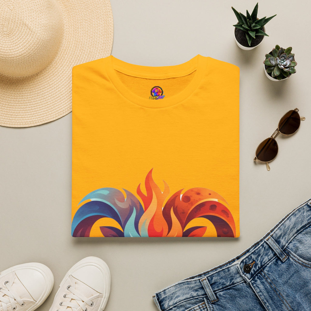 Aries Zodiac Ram Head Flame Graphic T-Shirt — Bold Aries Zodiac Tee