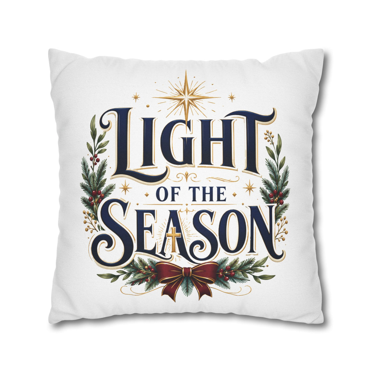 Christmas Holiday Throw Pillowcase— "Light of the Season" Decorative Cushion