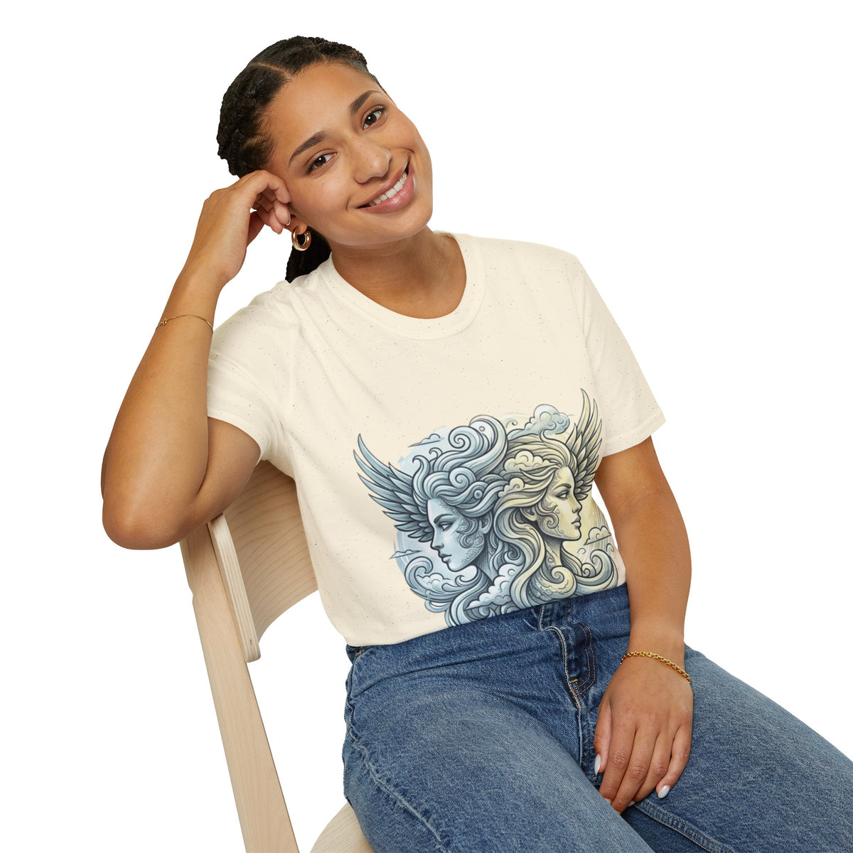 Mythic Moon & Sun Faces T-Shirt — Celestial Duality Graphic Tee