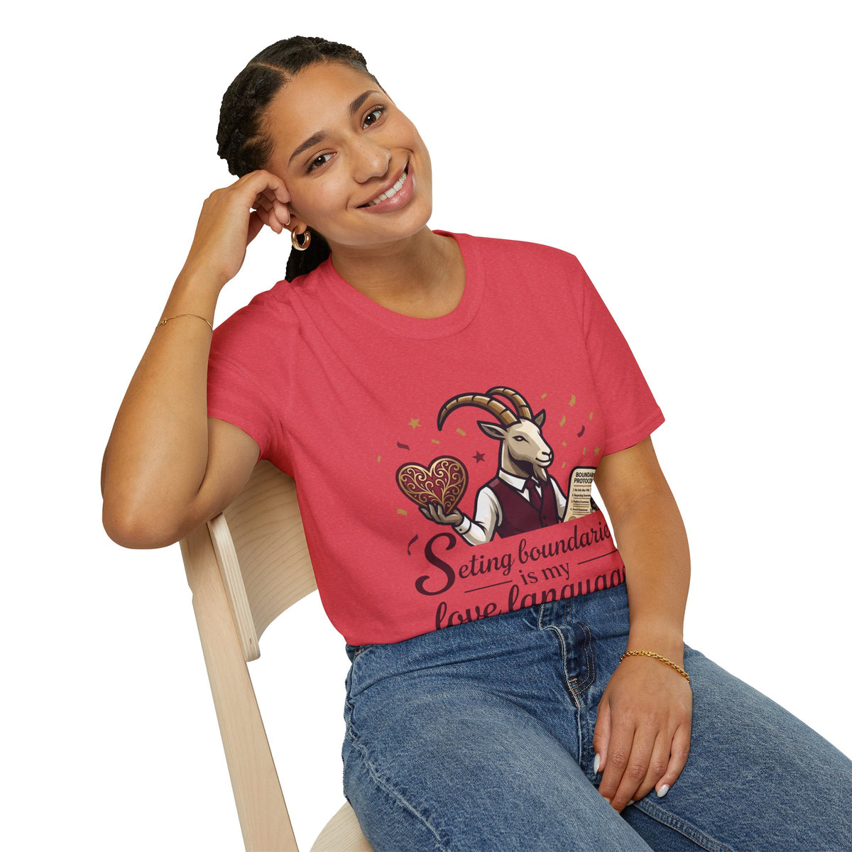 Capricorn T-Shirt — "Setting Boundaries is My Love Language" Zodiac Goat Tee