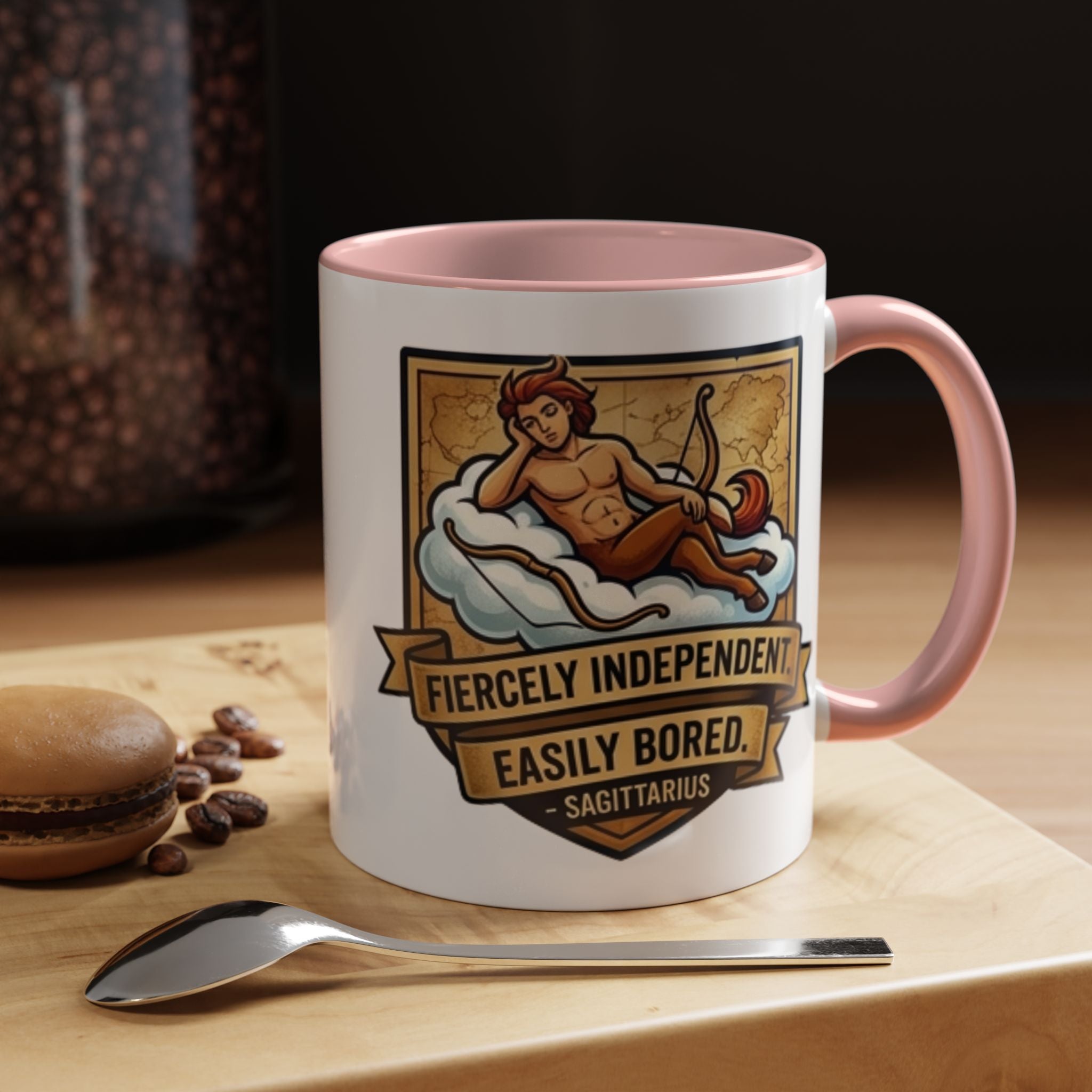 Sagittarius Coffee Mug — "Fiercely Independent, Easily Bored" Zodiac Accent Mug (11/15 oz)