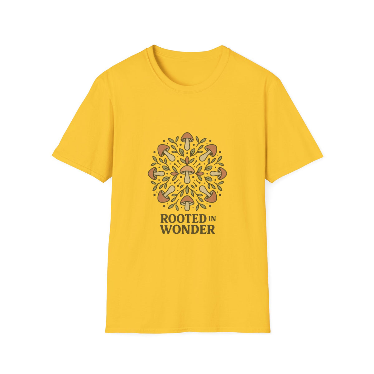 Mushroom Mandala T-Shirt — "Rooted in Wonder" Botanical Graphic Tee