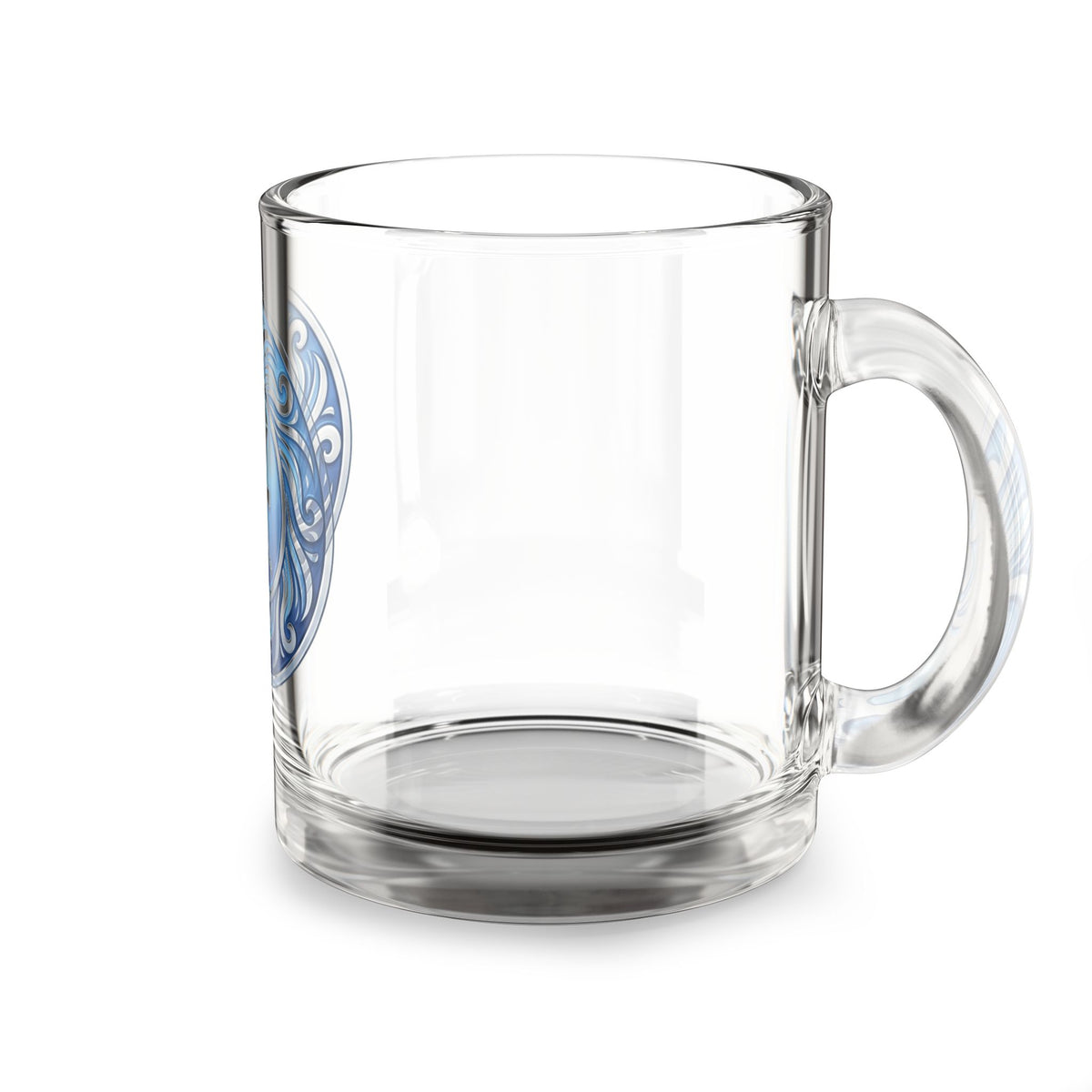 Pisces Zodiac Glass Mug — 10oz Astrology Coffee Cup, Blue Pisces Symbol