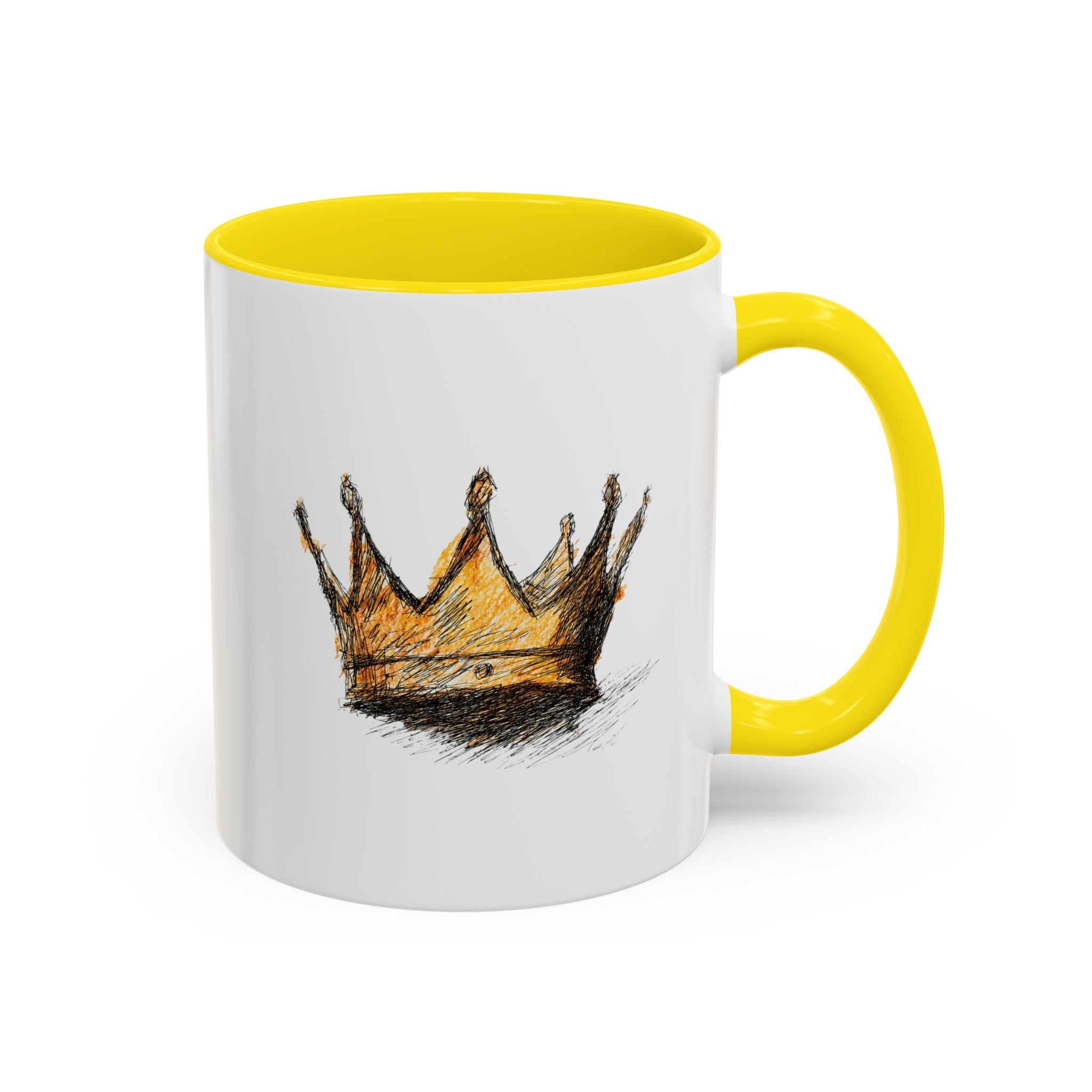 Royal Crown Accent Coffee Mug — Hand-Sketched Gold Crown Design