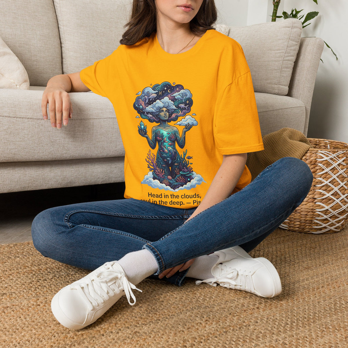 Dreamscape Goddess T-Shirt — 'Head in the Clouds' Surreal Art Tee