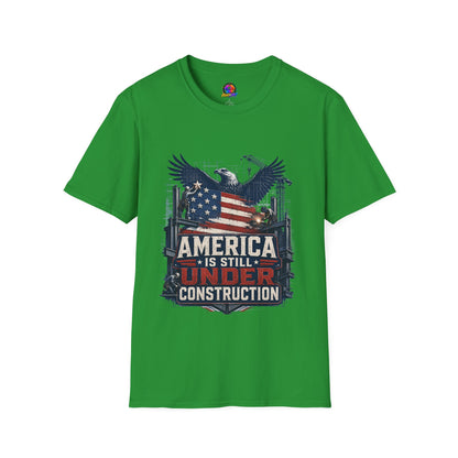 T-Shirt — 'America Is Still Under Construction' Patriotic Eagle Graphic