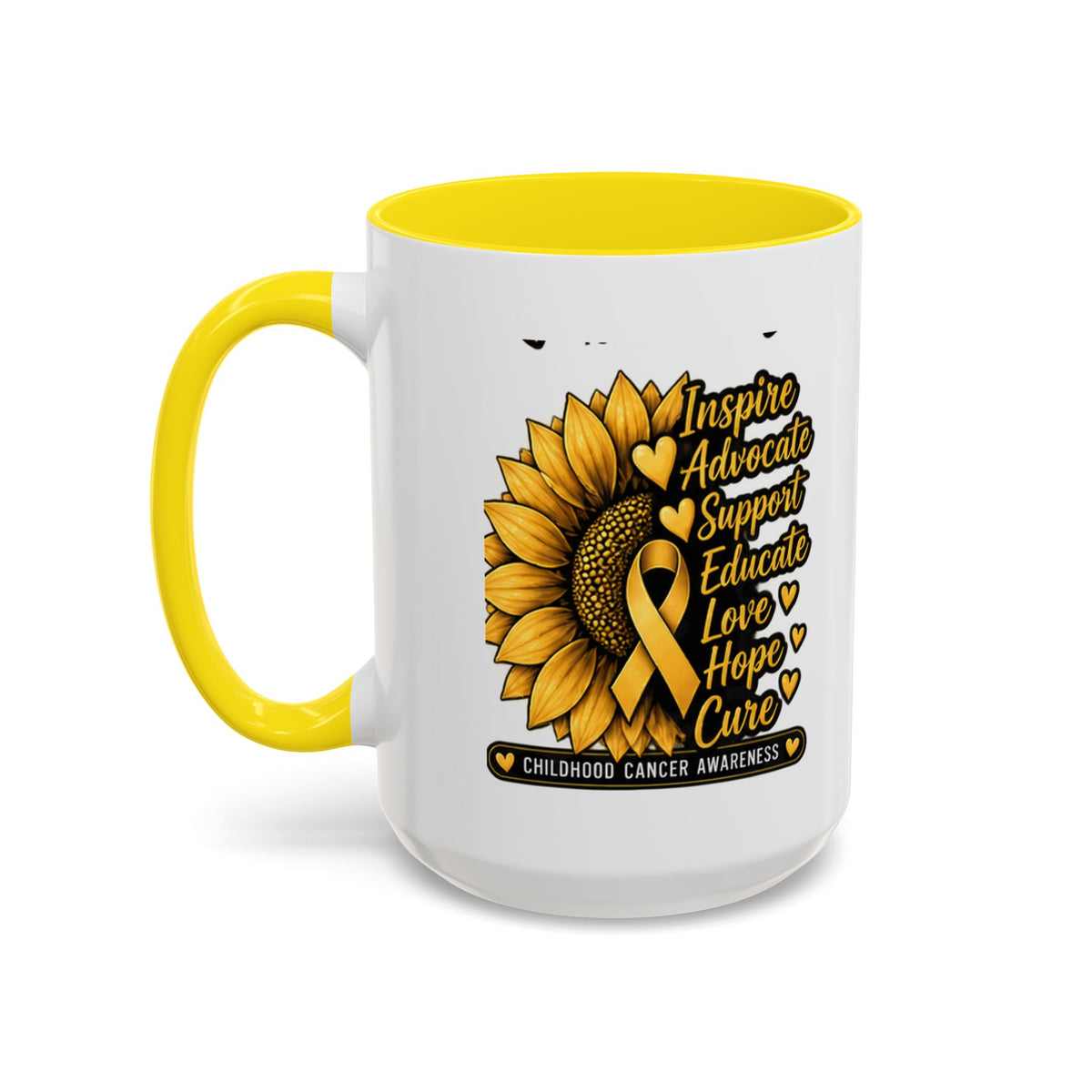 Childhood Cancer Awareness Sunflower Accent Coffee Mug (11/15oz)
