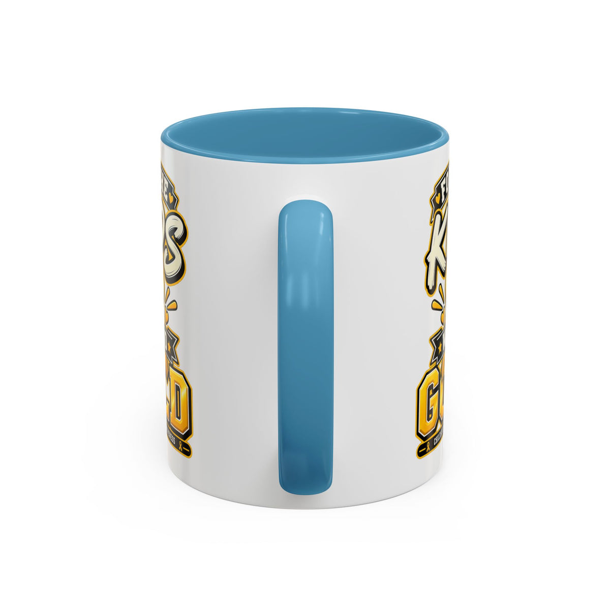 For The Kids We Go Gold Accent Coffee Mug — Childhood Cancer Awareness 11/15oz
