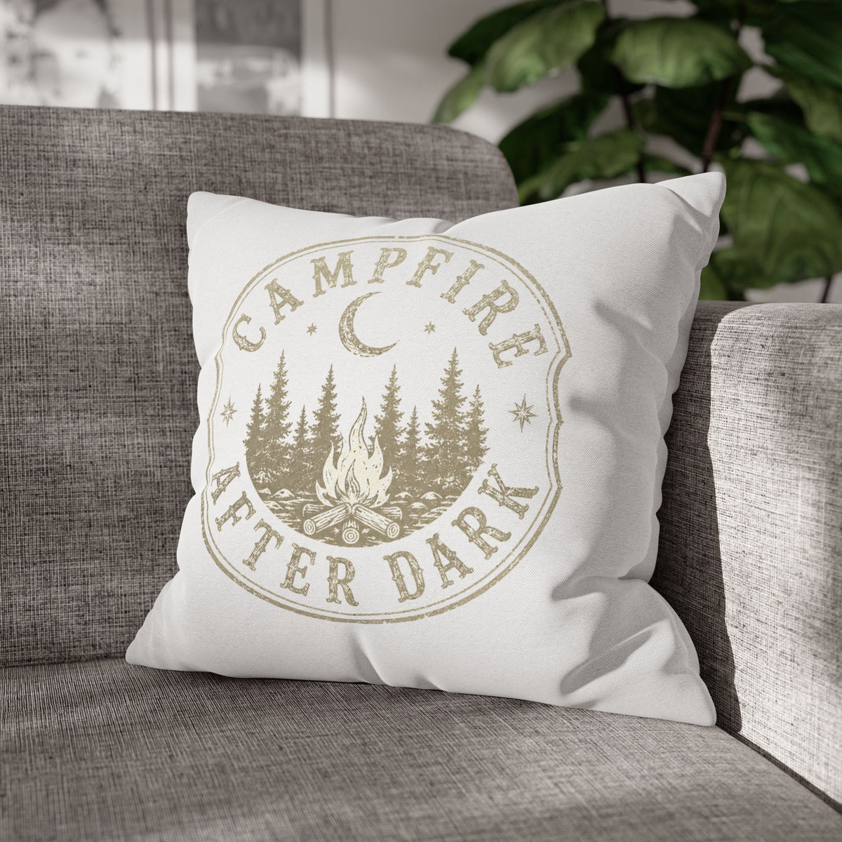 Campfire After Dark Decorative Pillowcase Milo Bailey Dog Dad Mom — Outdoor Rustic Woodland Accent