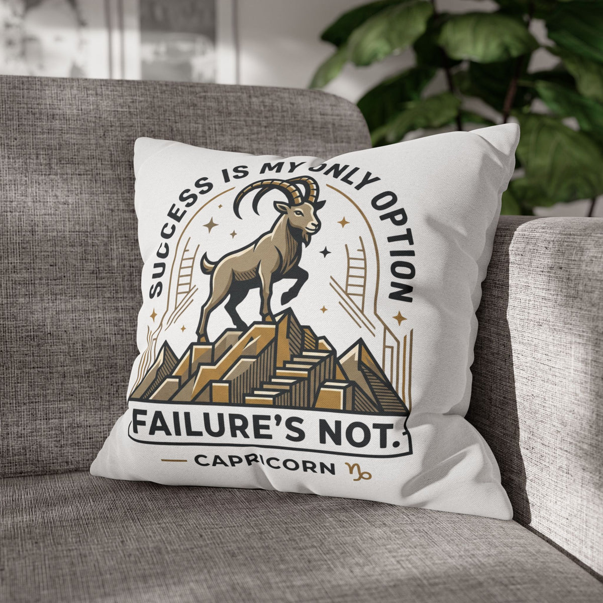 Capricorn Pillowcase – "Success Is My Only Option, Failure's Not" Zodiac Decorative Throw Pillow