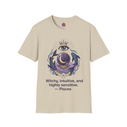 Pisces Mystic Eye T-Shirt — Witchy Astrology Moon & Crown Design