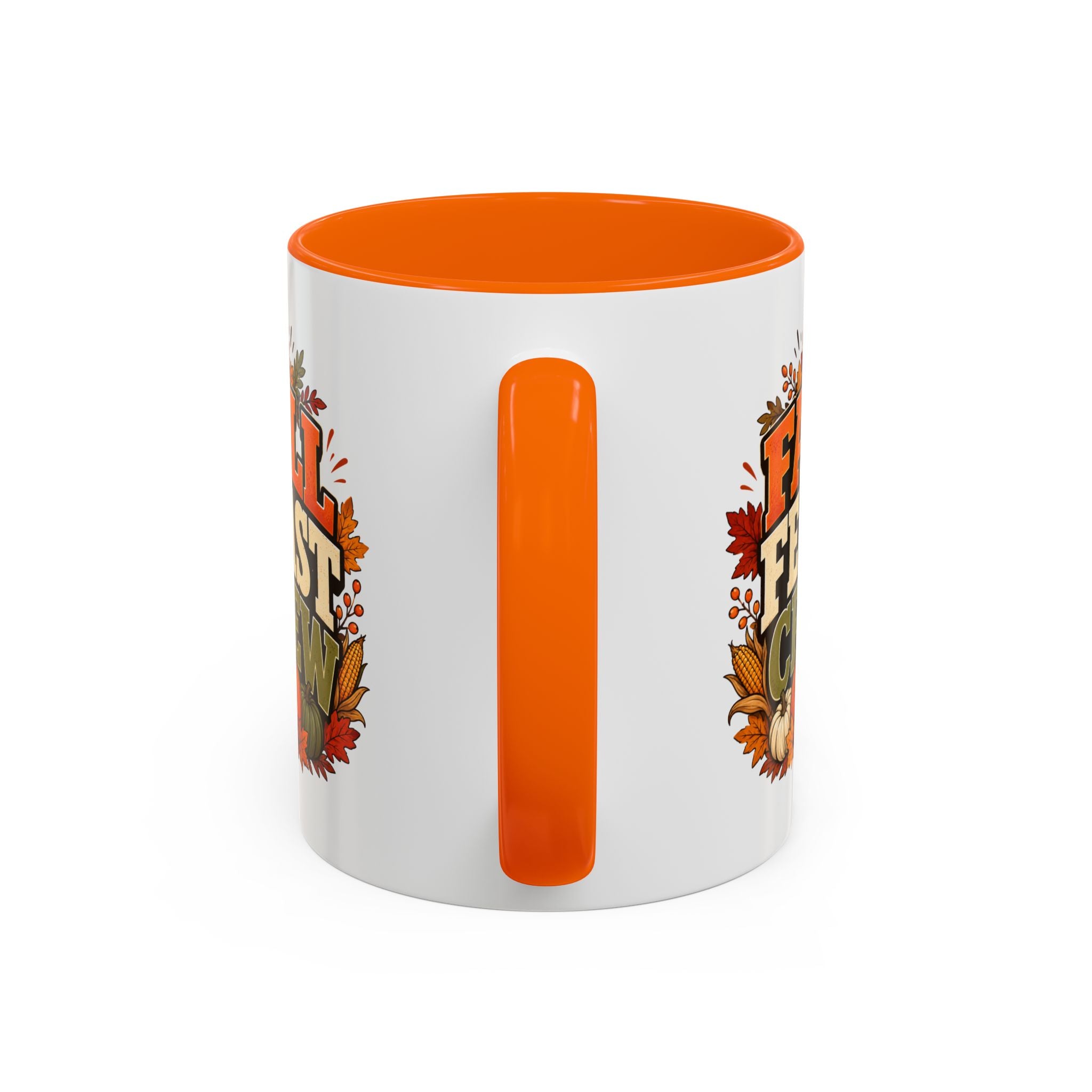 Thanksgiving Mug Fall Feast Crew Coffee Mug — Thanksgiving Pumpkin Autumn Leaves Accent Mug
