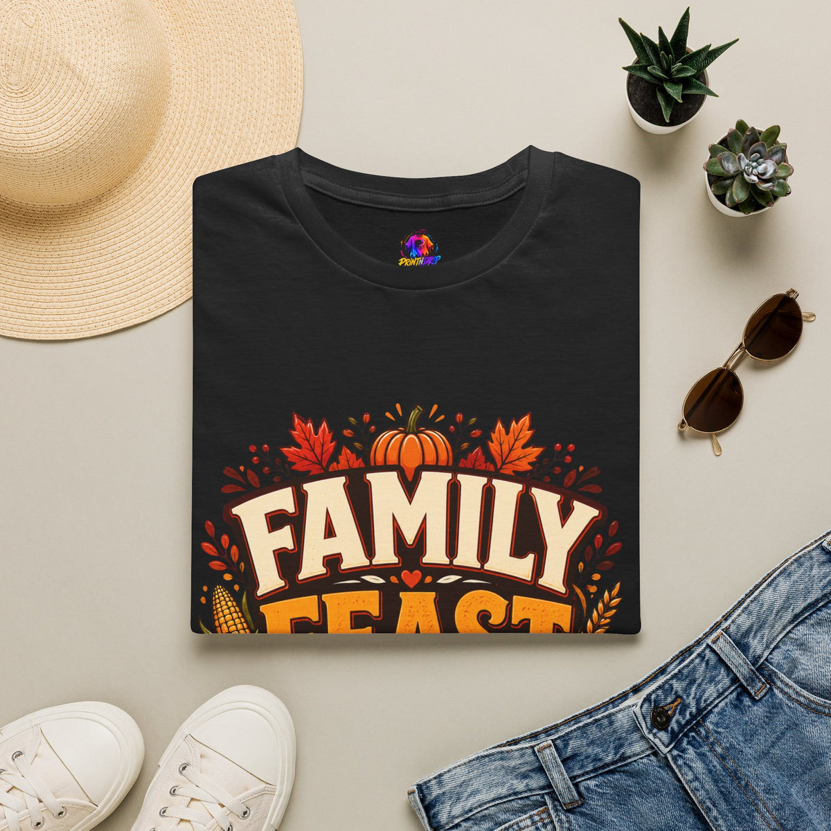 Thanksgiving T-Shirt Family Feast Squad T-Shirt — Thanksgiving Fall Harvest Tee