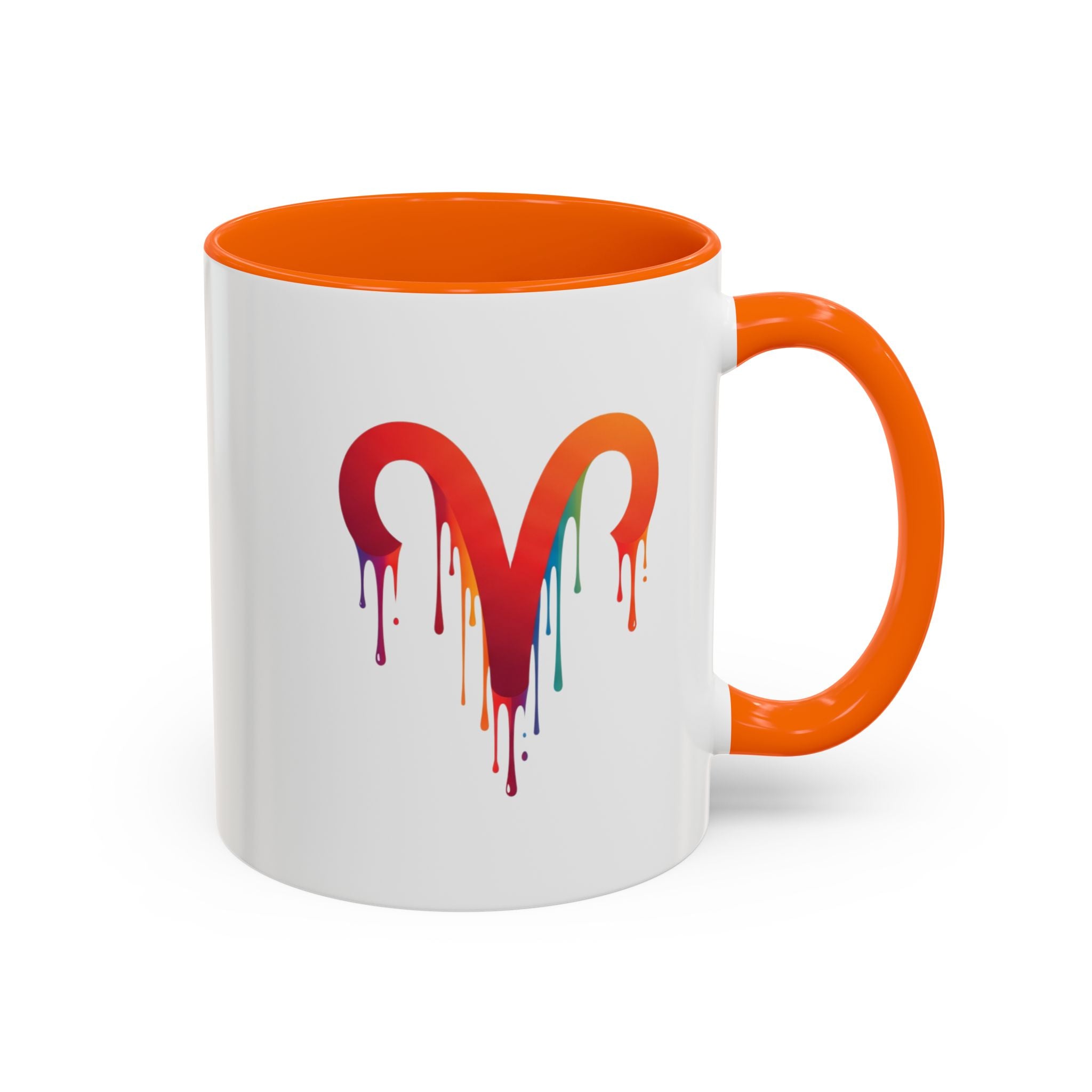 Rainbow Drip Heart Coffee Mug — Colorful Art Accent Mug