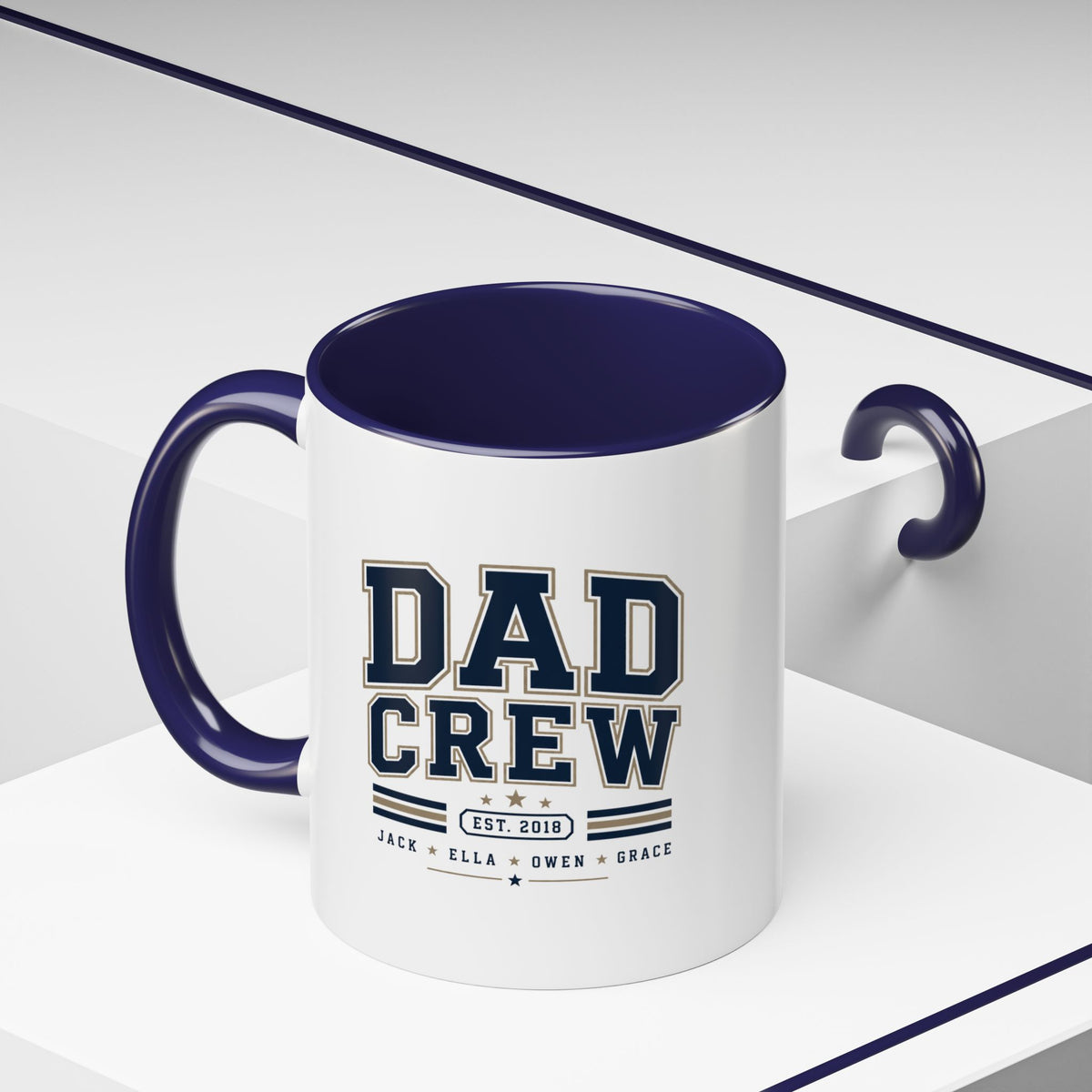 Milo Bailey Dog Dad Mom Dad Crew Accent Coffee Mug — Personalized Family Names, Established Date Coffee Cup