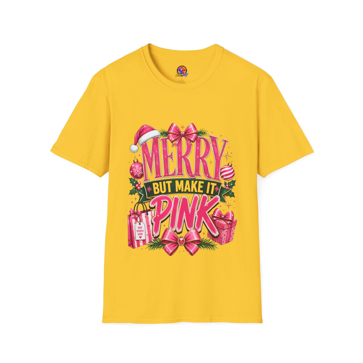Christmas T-Shirt — "Merry But Make It Pink" Holiday Tee