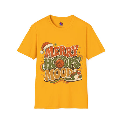 Merry Hoops Mood T-Shirt — Retro Holiday Basketball Christmas Tee