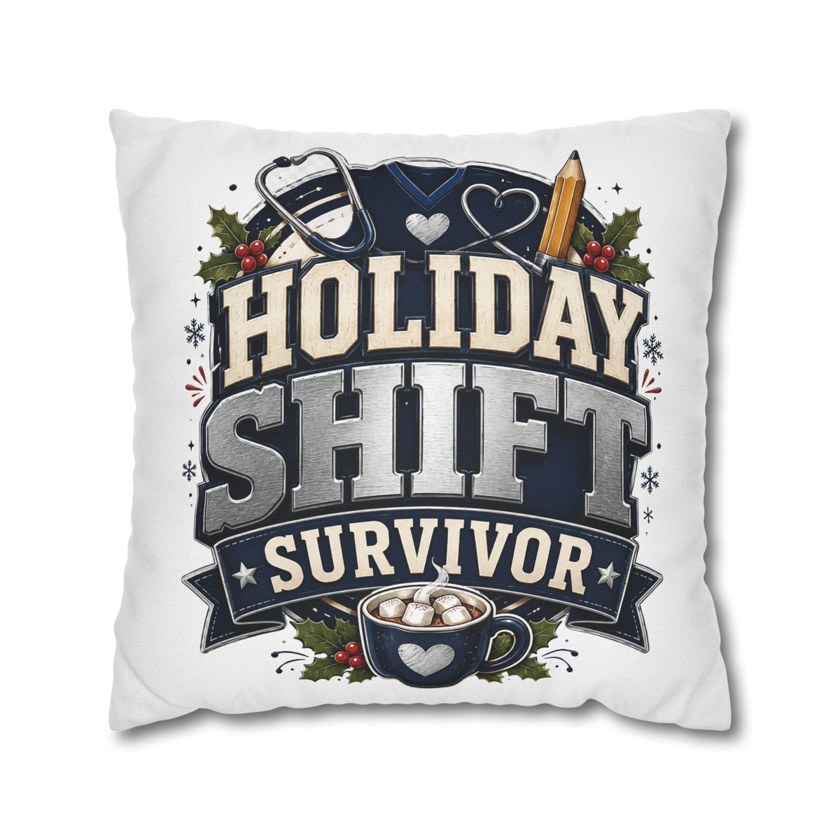 Holiday Shift Survivor Pillowcase Modern Day Christmas  — Nurse & Healthcare Worker Christmas Gift