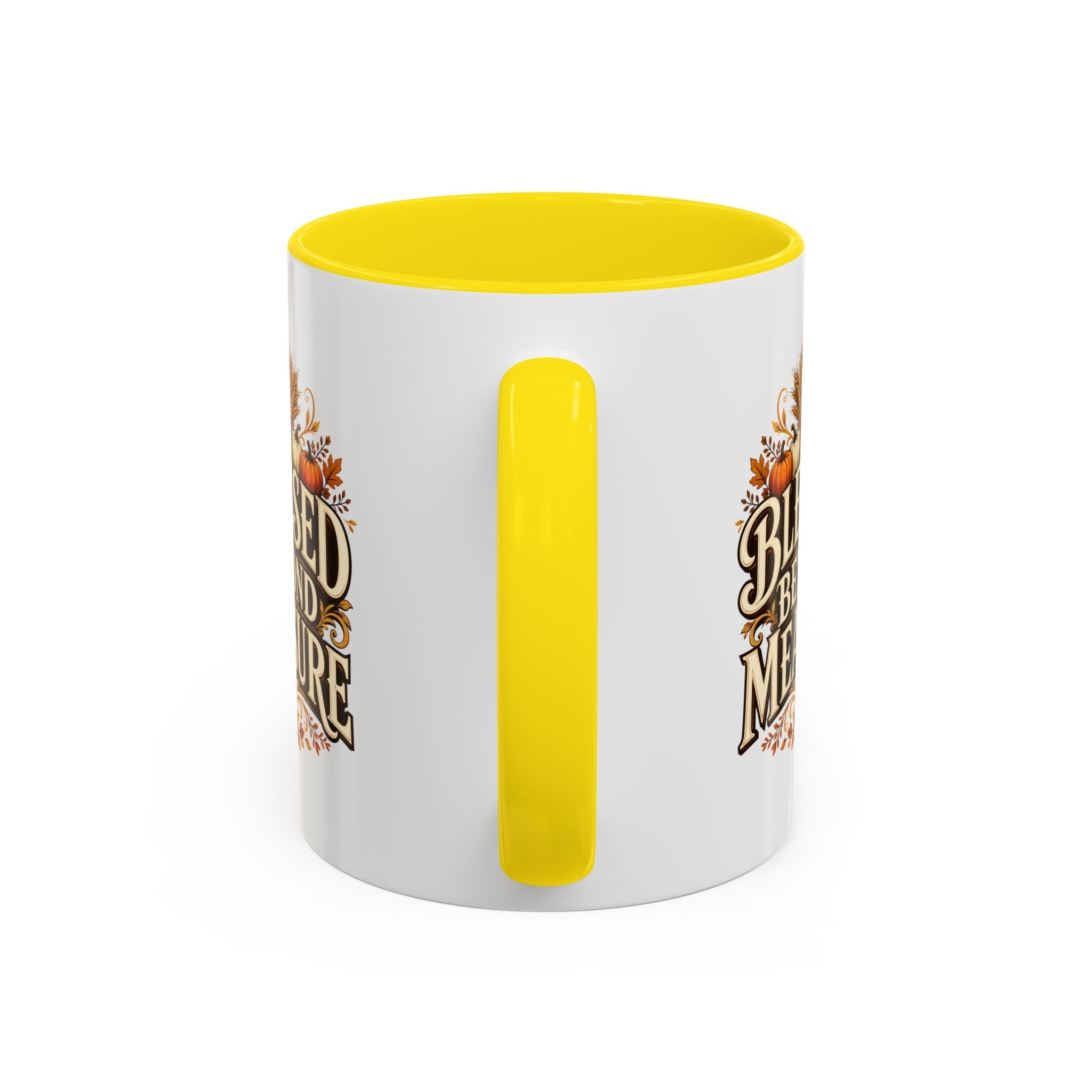 Thanksgiving Mug Blessed Beyond Measure Accent Coffee Mug — Fall Pumpkin & Wheat Autumn Faith Mug