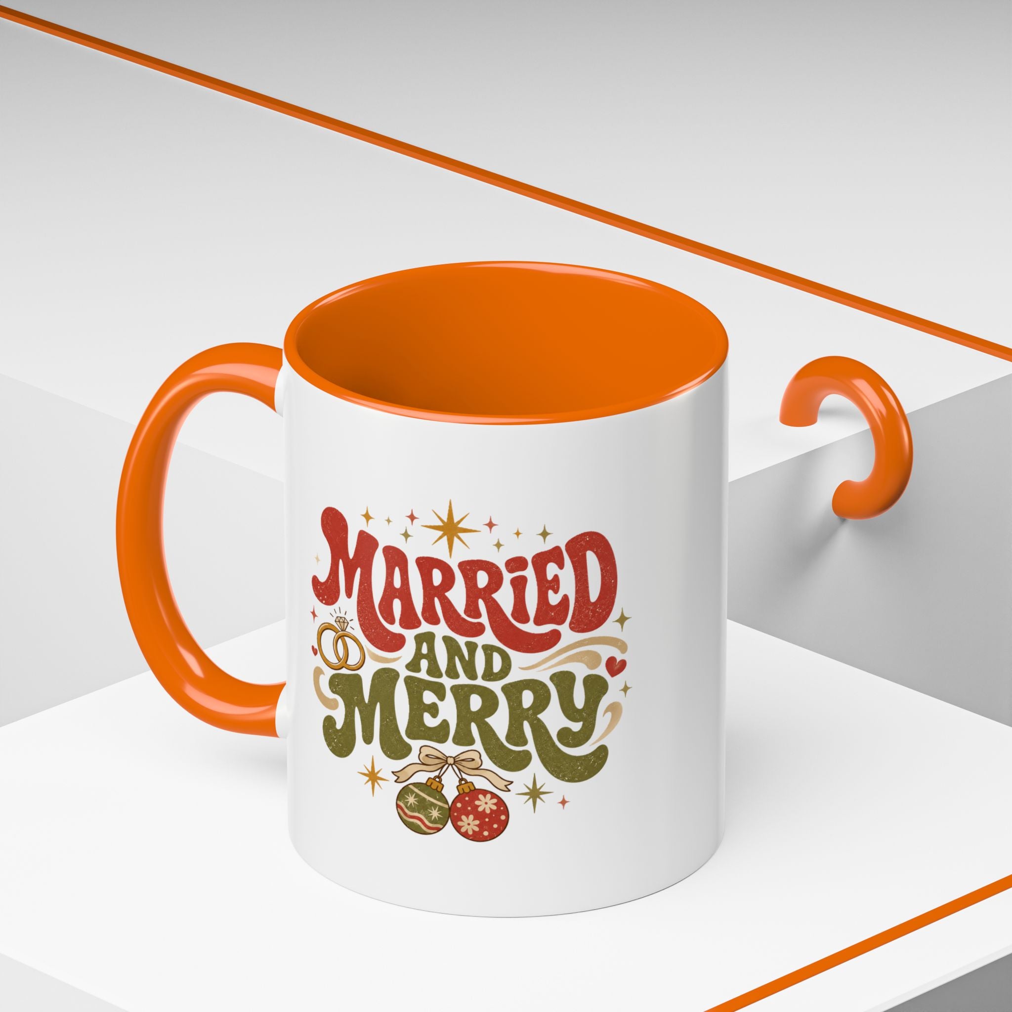 Christmas Married and Merry Christmas Coffee Mug — Holiday Accent Mug