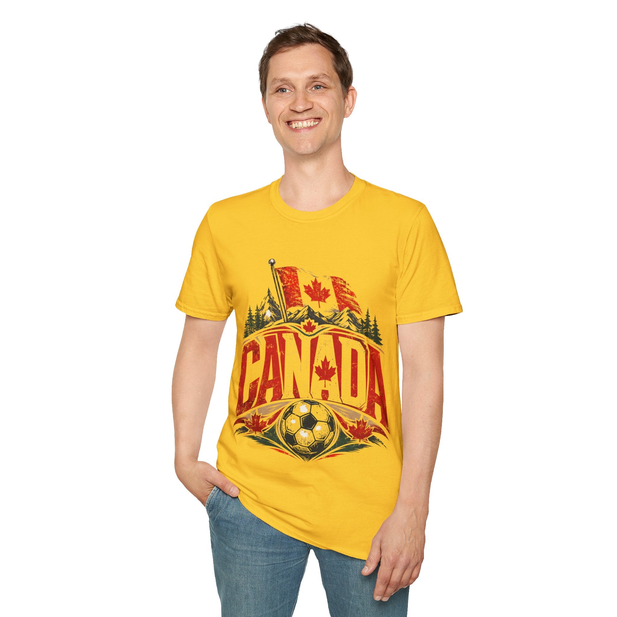 Canada Soccer T‑Shirt — Canadian Flag & Maple Leaf Crest