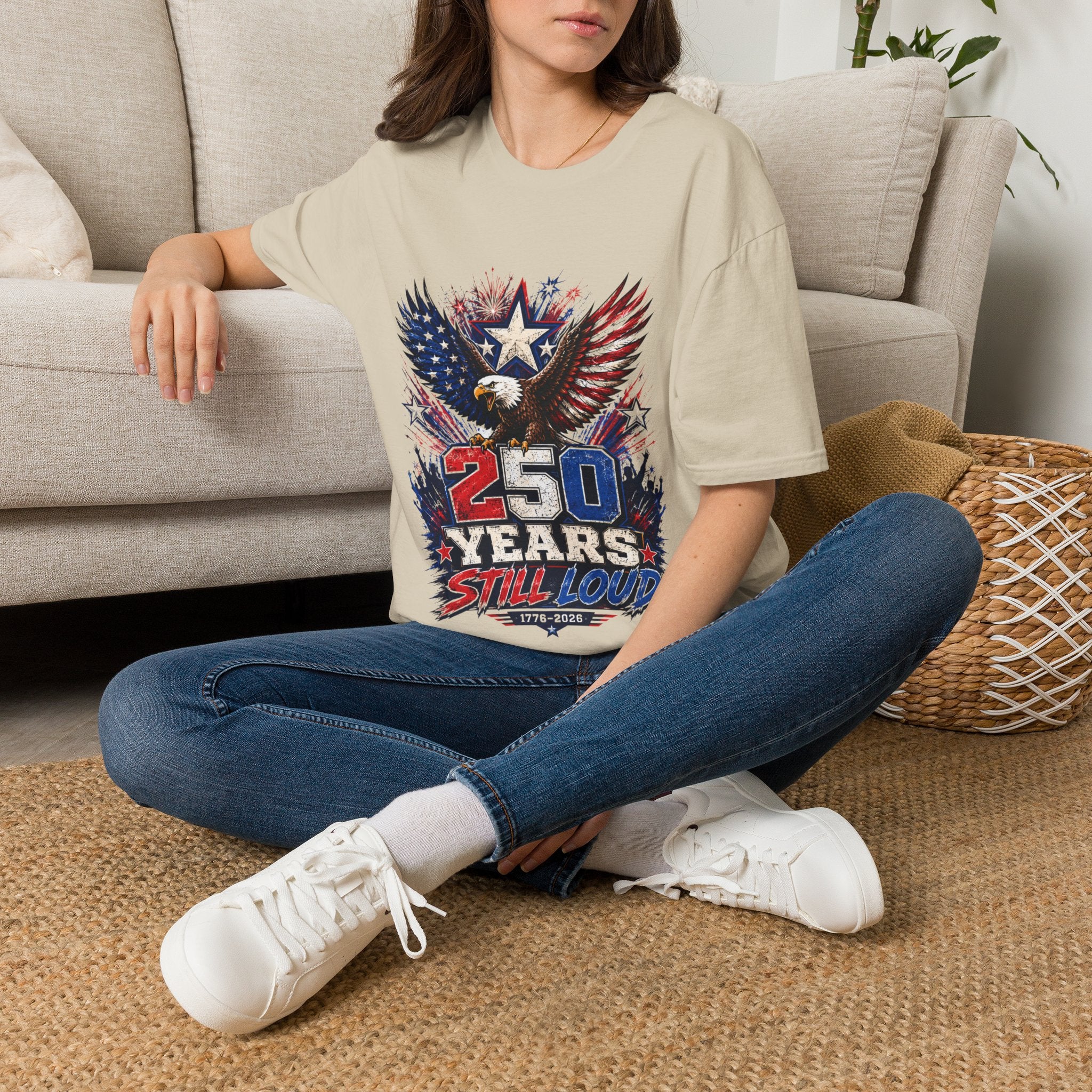 T-Shirt — Patriotic Eagle "250 Years Still Loud" American Flag Tee