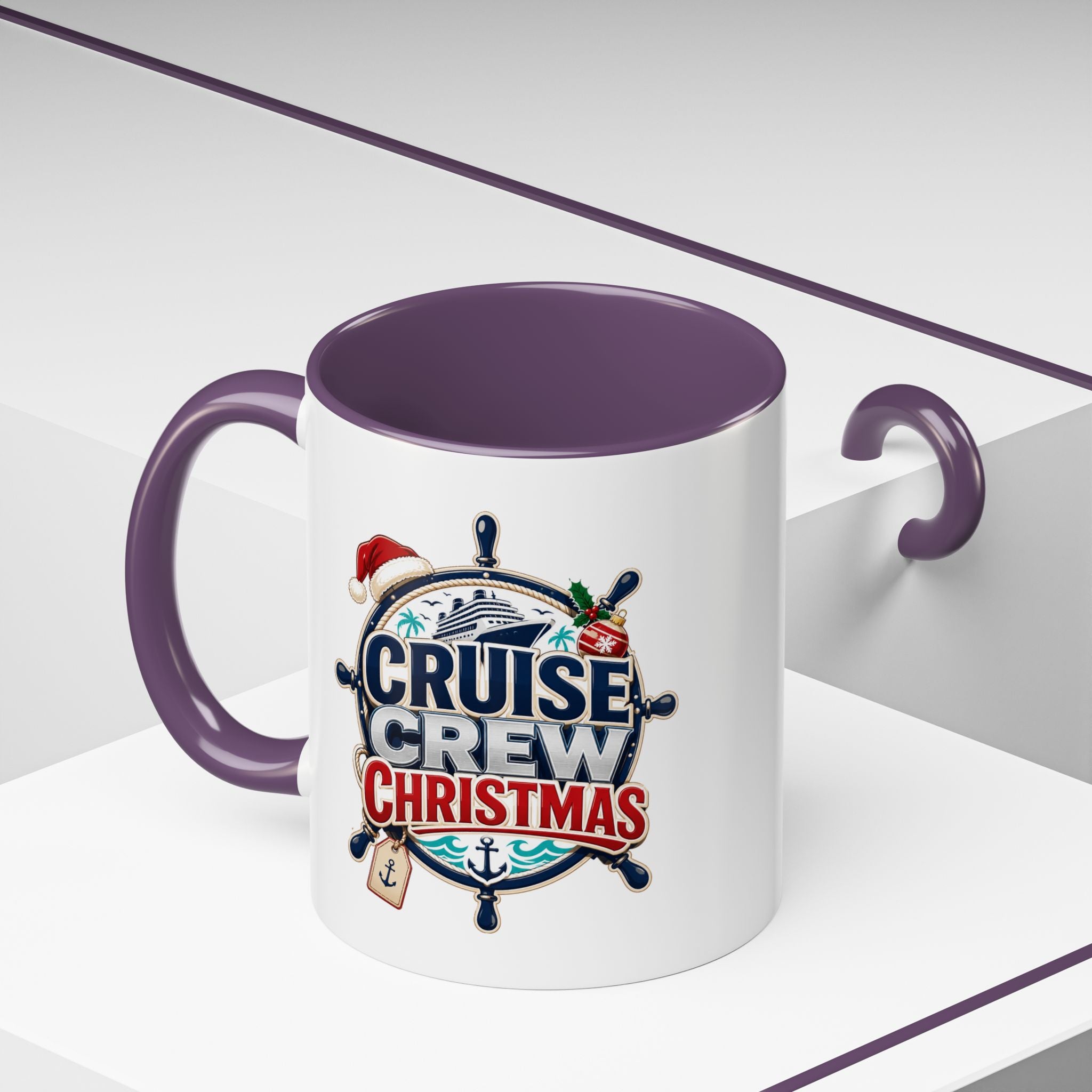 Modern Day Christmas  Cruise Crew Accent Coffee Mug - Holiday Nautical Travel Gift (11/15oz)