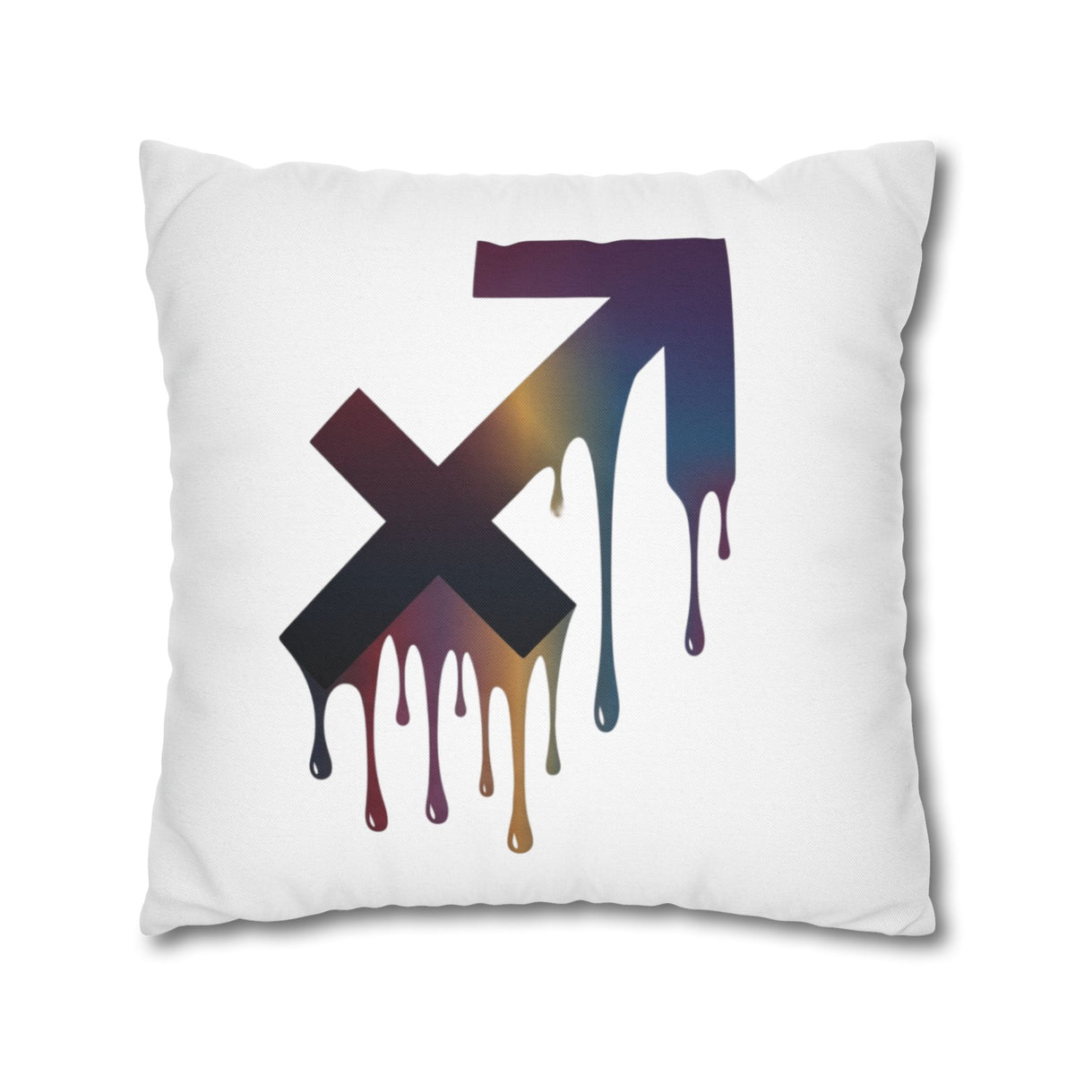 Sagittarius Dripping Arrow Logo Pillowcase — Modern Graphic Accent Pillow