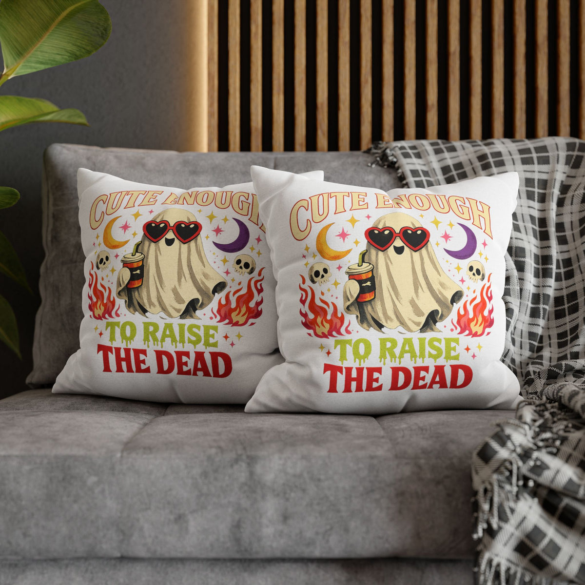 Halloween Cute Enough to Raise the Dead Ghost Pillowcase — Halloween Decorative Throw Pillow Cover