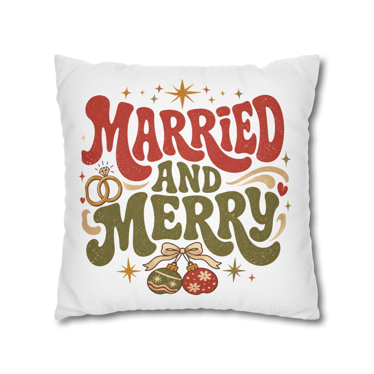 Christmas Married and Merry Holiday Pillowcase
