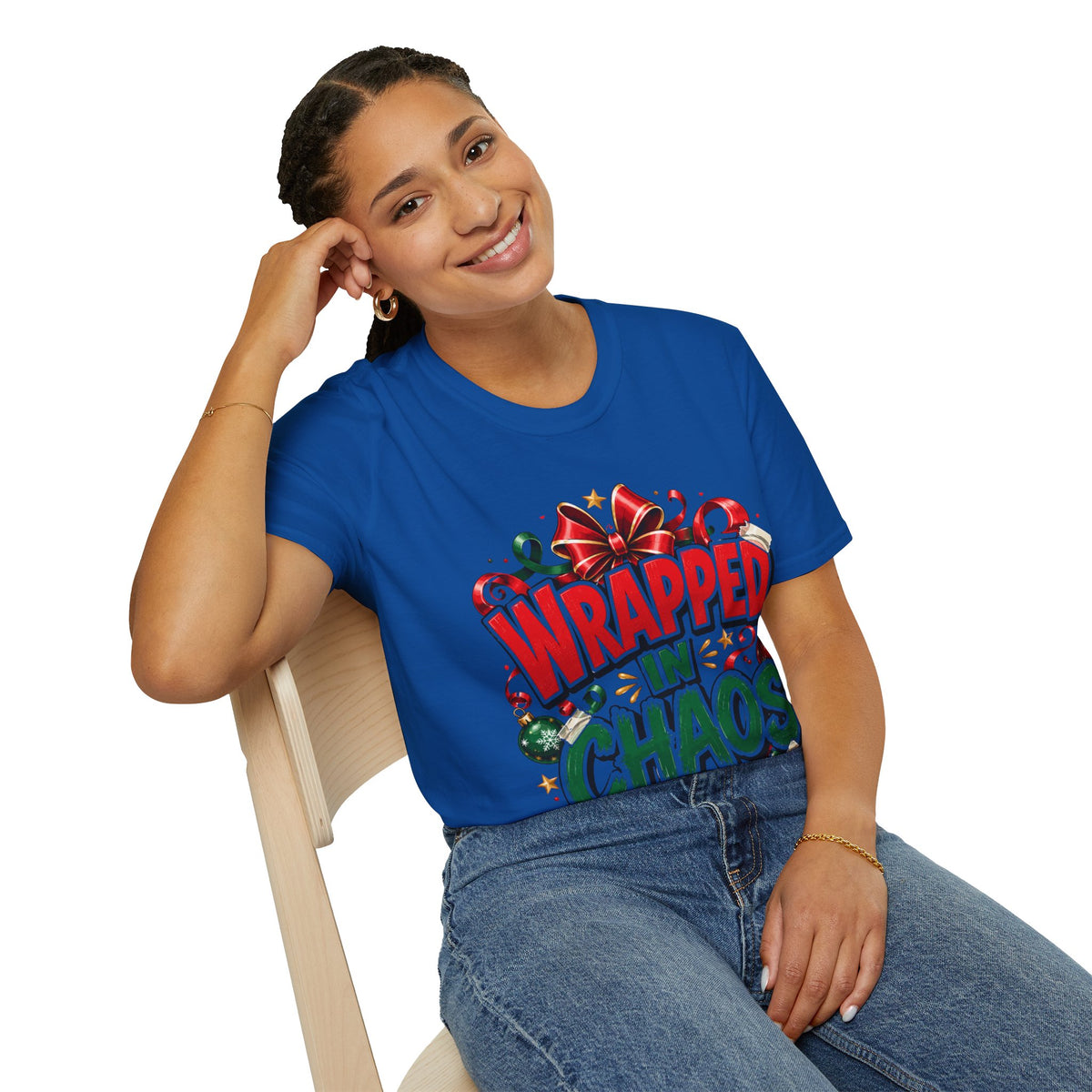 T-Shirt — "Wrapped in Chaos" Holiday Graphic Tee