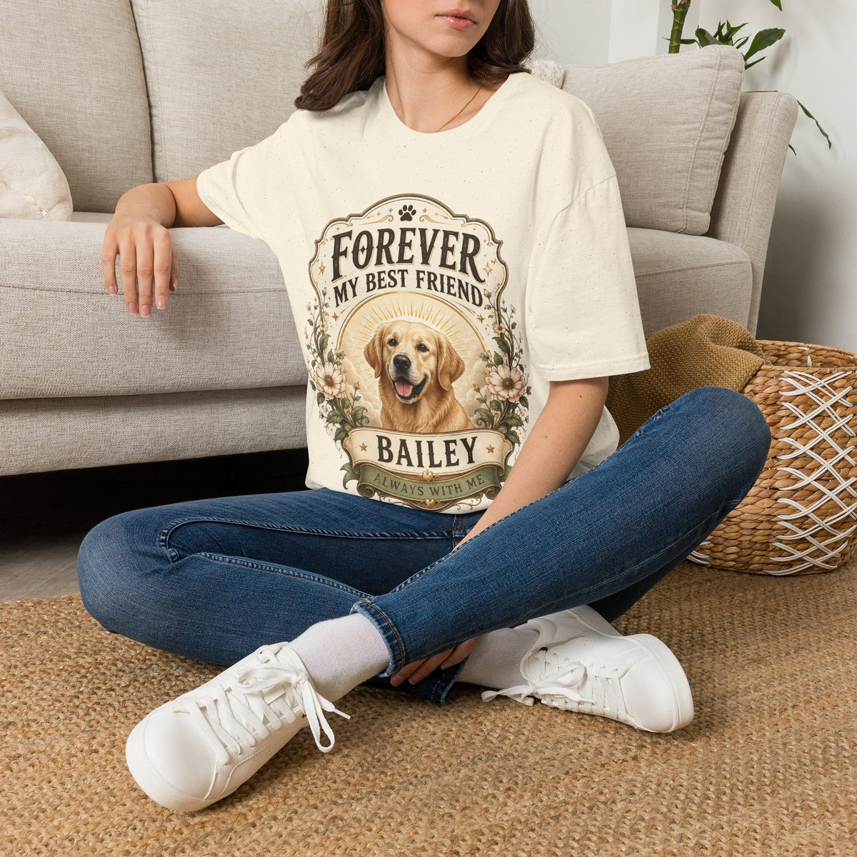 Dog Memorial T-Shirt — "Forever My Best Friend" Personalized Pet Tribute Tee
