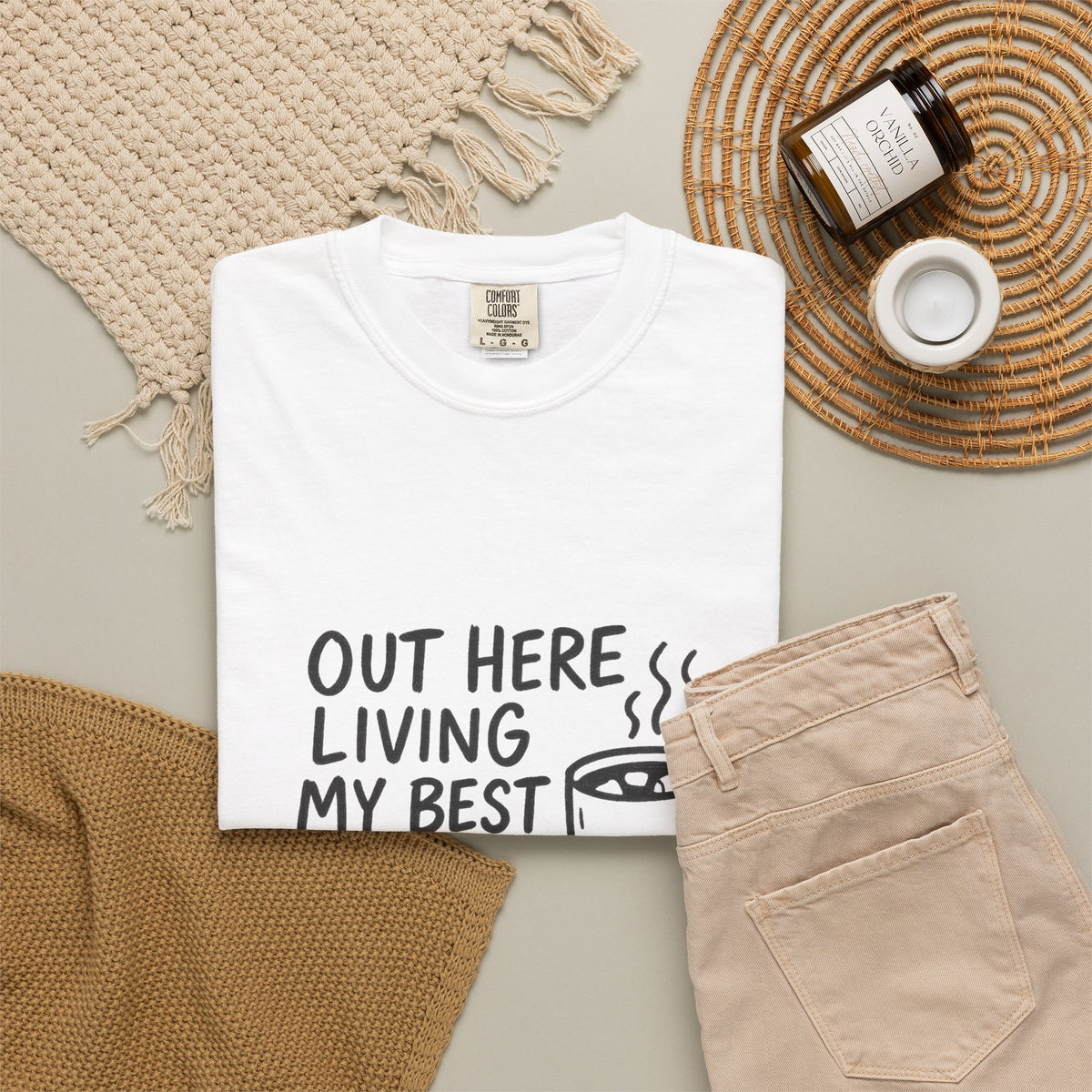 Hot Cocoa Life T-Shirt — "Out Here Living My Best Hot Cocoa Life" Cozy Graphic Tee - Trending Now - October 2026