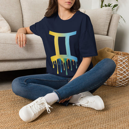 Gemini Drip Zodiac T-Shirt — Rainbow Gemini Symbol Tee