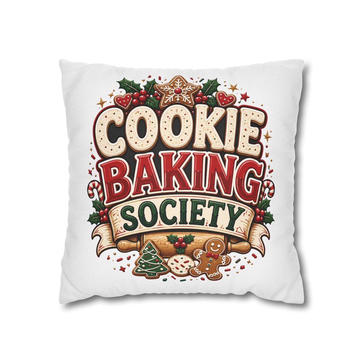 Christmas Cookie Baking Squad Pillowcase — Holiday Decorative Throw Pillow Cover