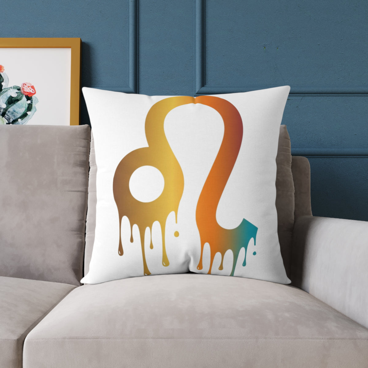 Leo Zodiac Dripping Astrological Square Poly Canvas Pillow