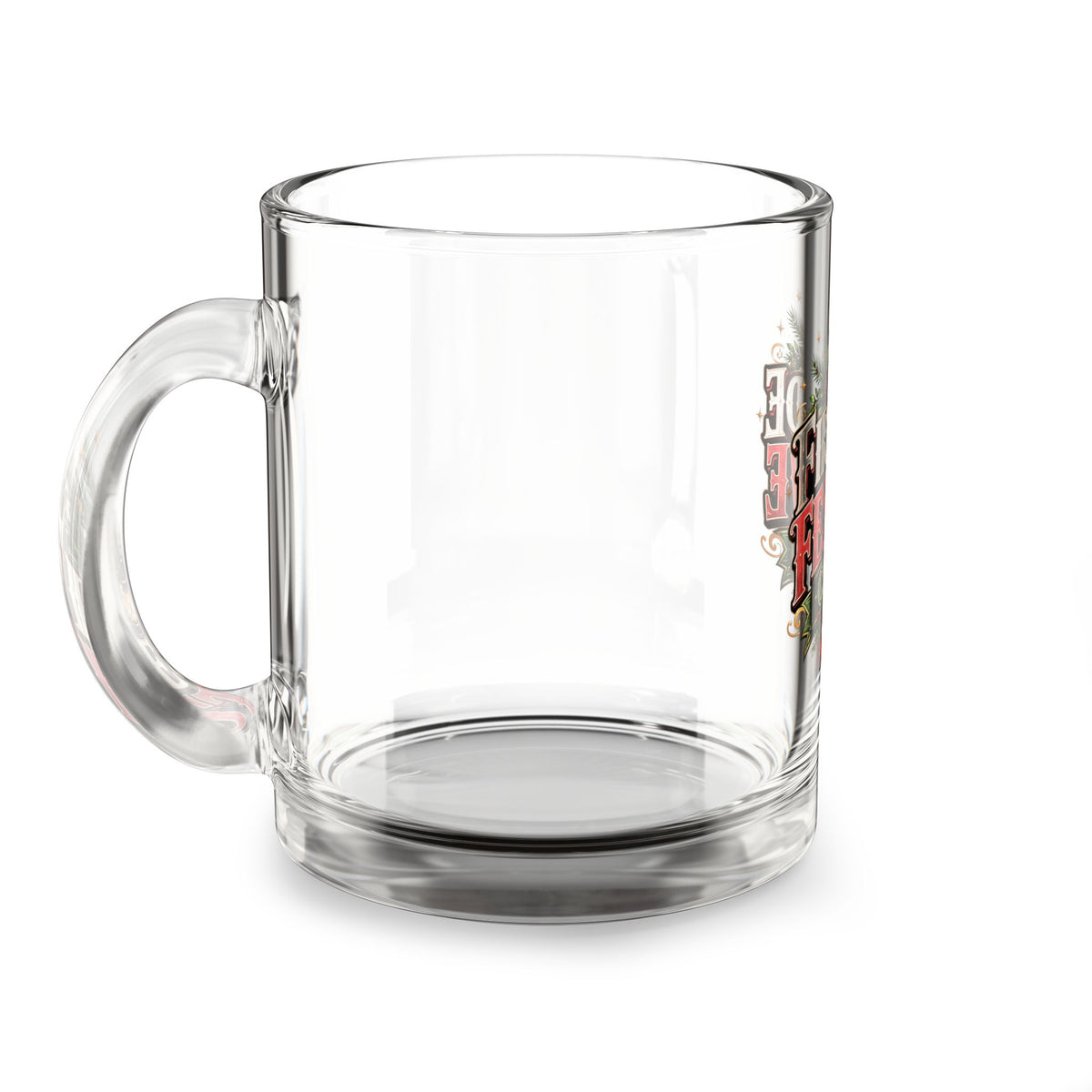 Christmas Glass Mug 10 oz Fireside Festive Club Glass Mug — 10oz Holiday Coffee & Cocoa Cup